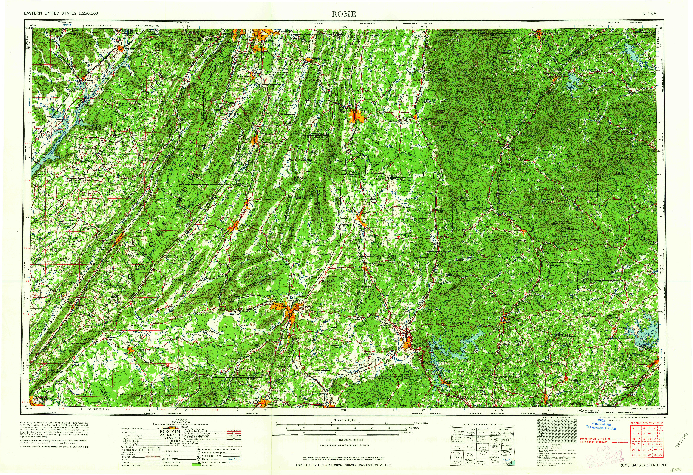 USGS 1:250000-SCALE QUADRANGLE FOR ROME, GA 1963