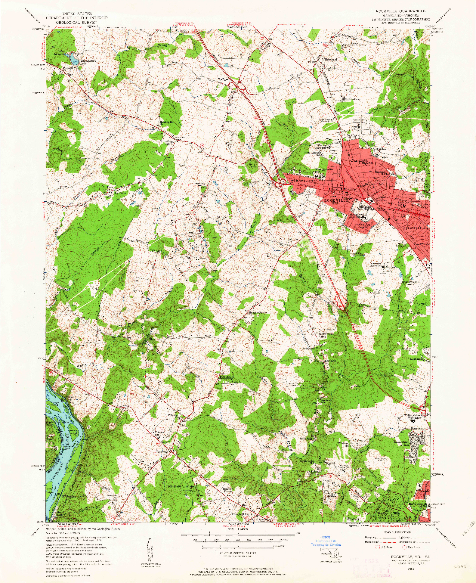 USGS 1:24000-SCALE QUADRANGLE FOR ROCKVILLE, MD 1956
