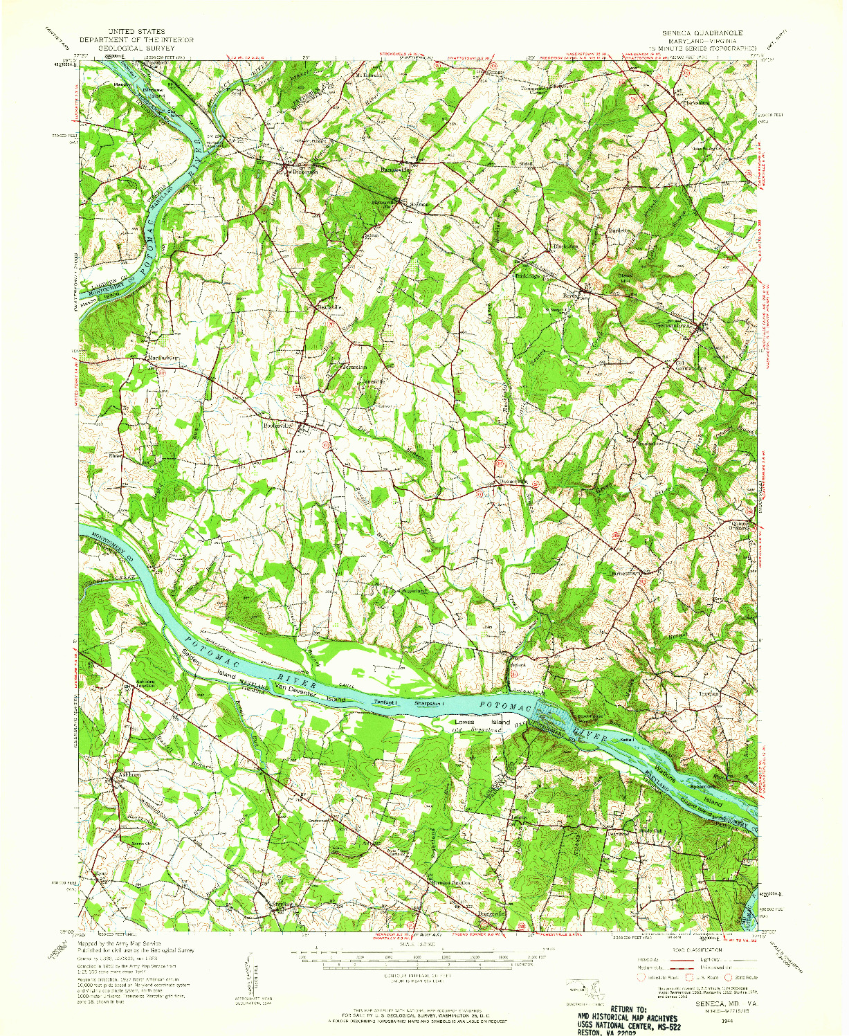 USGS 1:62500-SCALE QUADRANGLE FOR SENECA, MD 1944