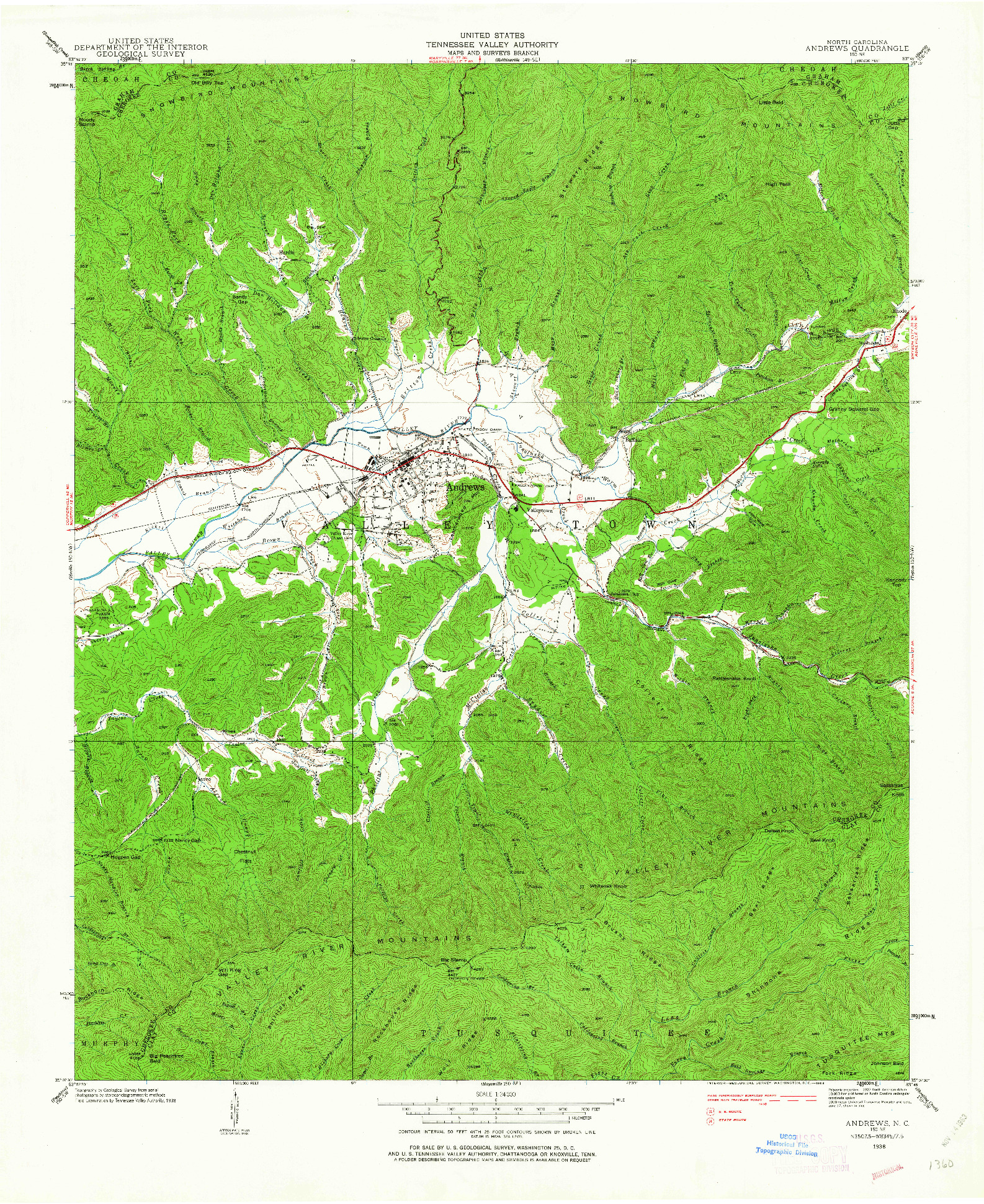 USGS 1:24000-SCALE QUADRANGLE FOR ANDREWS, NC 1938