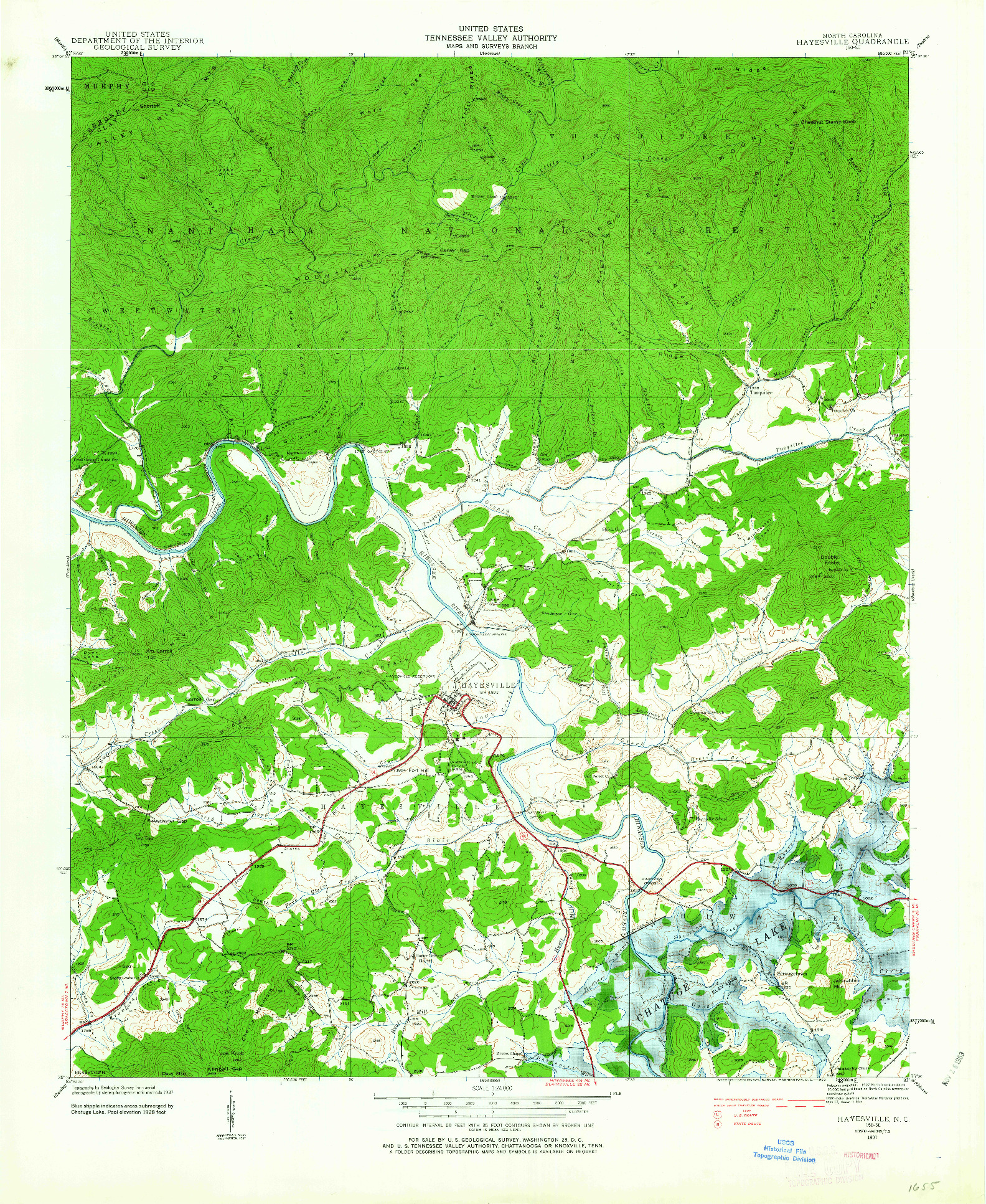 USGS 1:24000-SCALE QUADRANGLE FOR HAYESVILLE, NC 1937