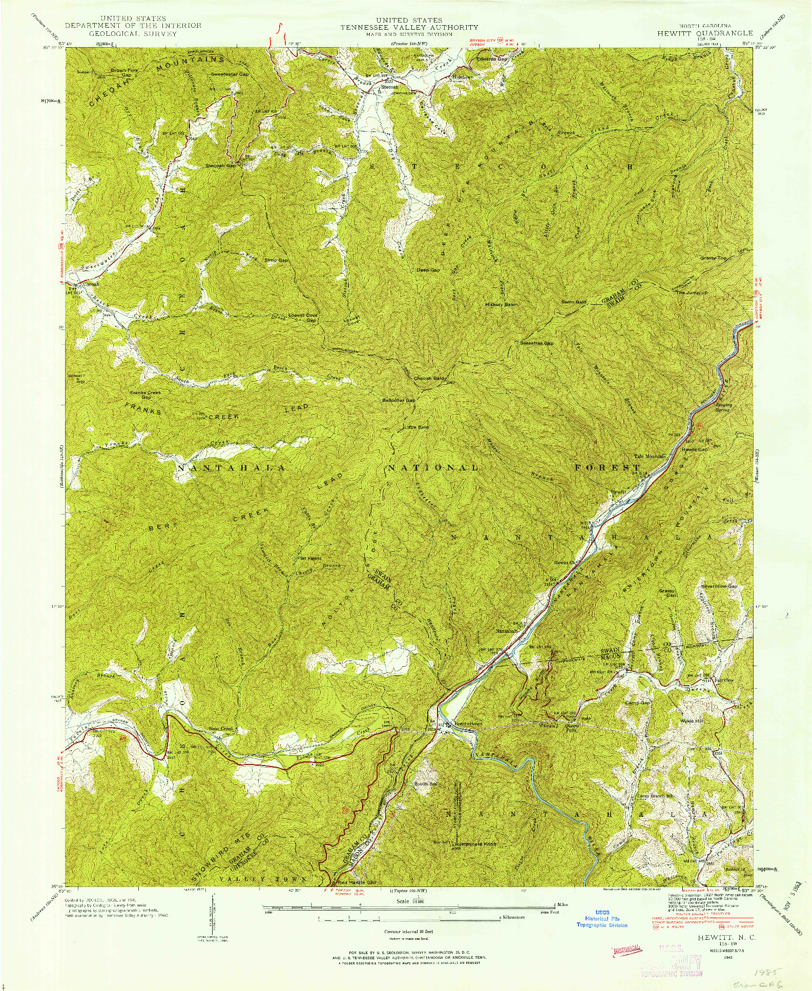 USGS 1:24000-SCALE QUADRANGLE FOR HEWITT, NC 1940