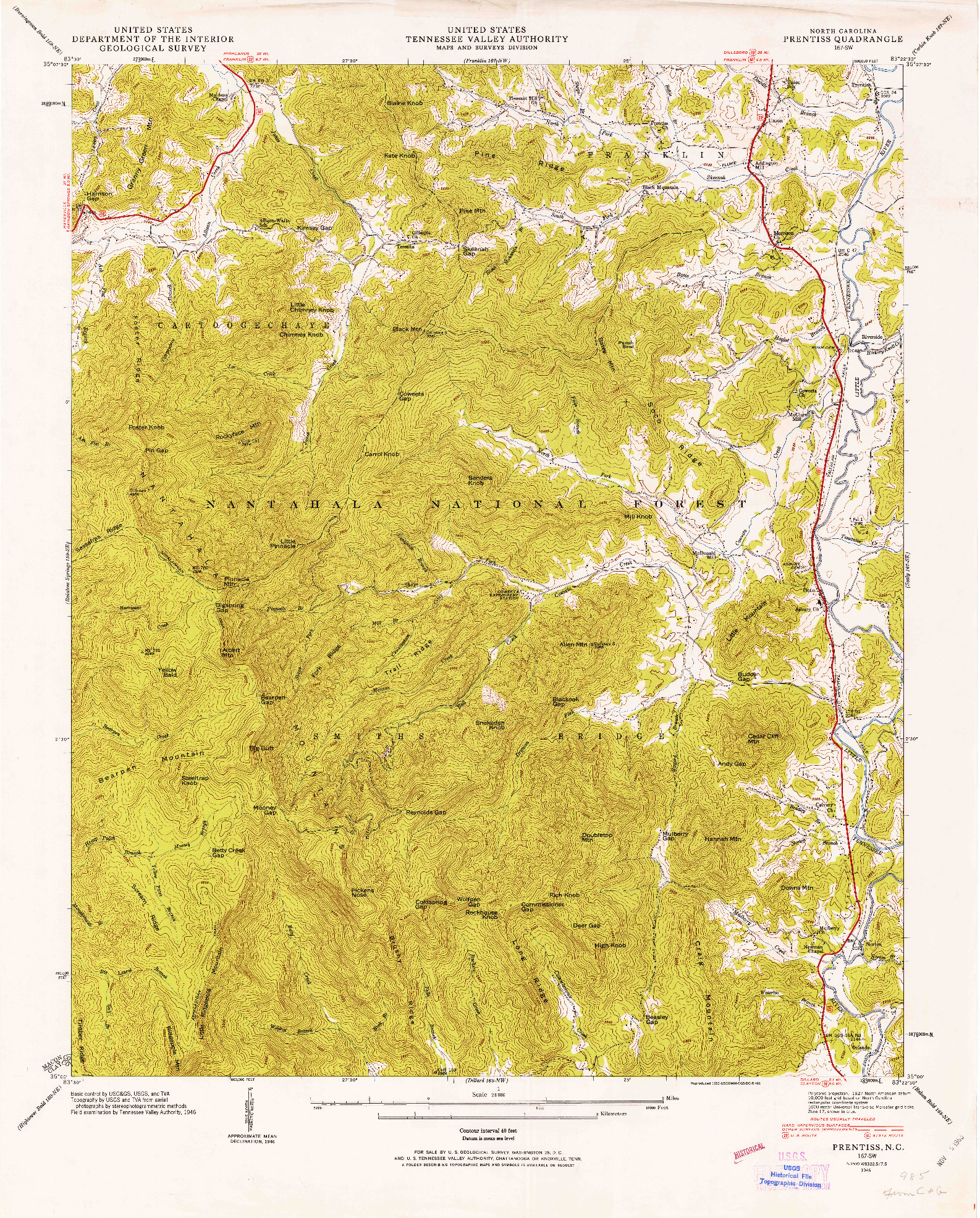 USGS 1:24000-SCALE QUADRANGLE FOR PRENTISS, NC 1946