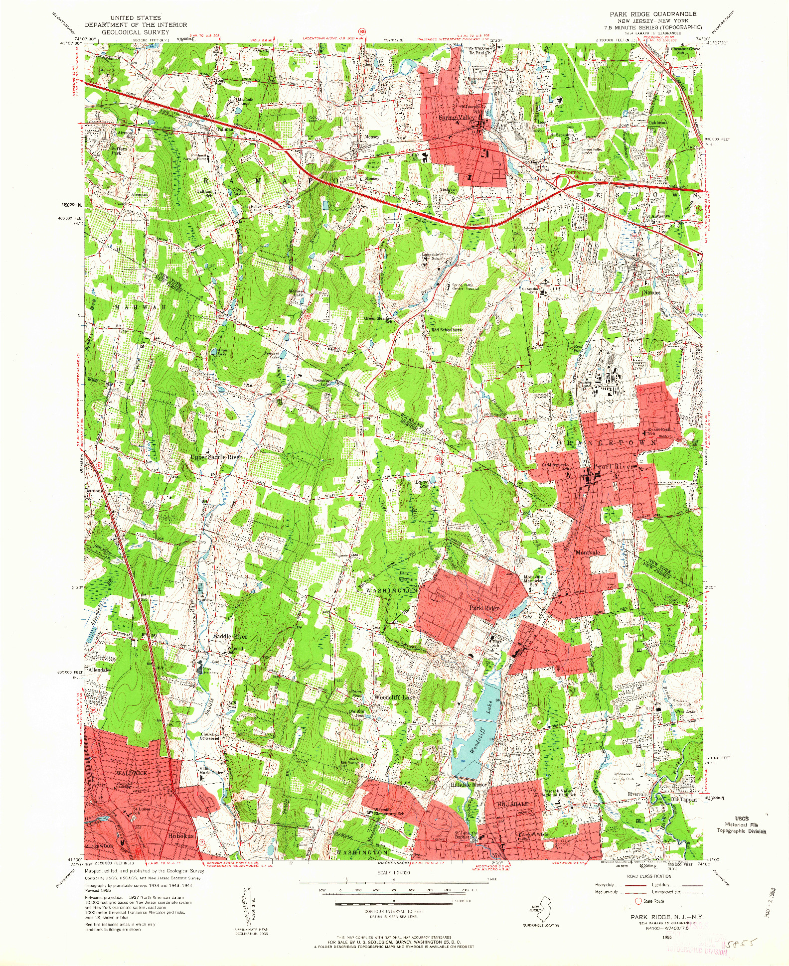 USGS 1:24000-SCALE QUADRANGLE FOR PARK RIDGE, NJ 1955