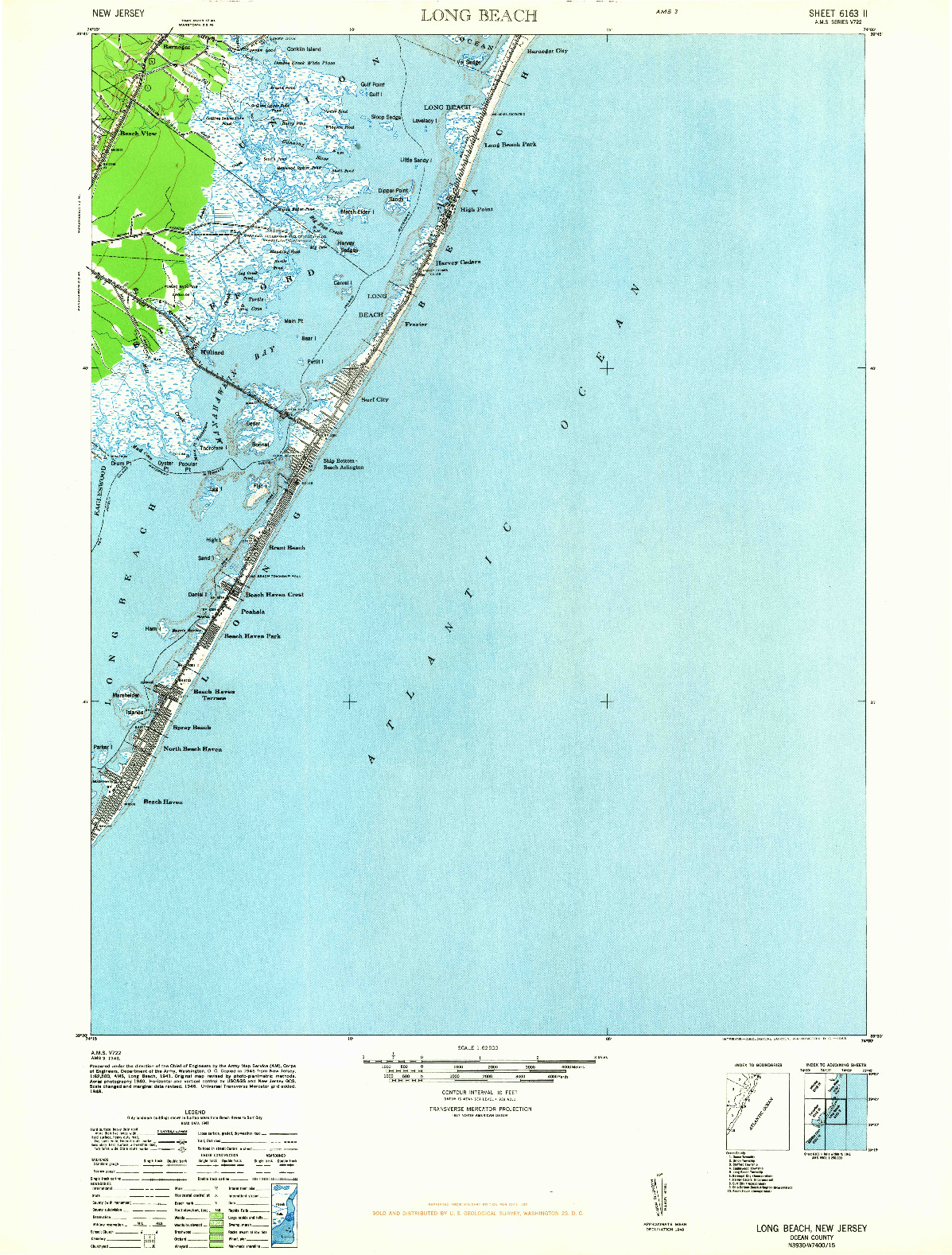 USGS 1:62500-SCALE QUADRANGLE FOR LONG BEACH, NJ 1948