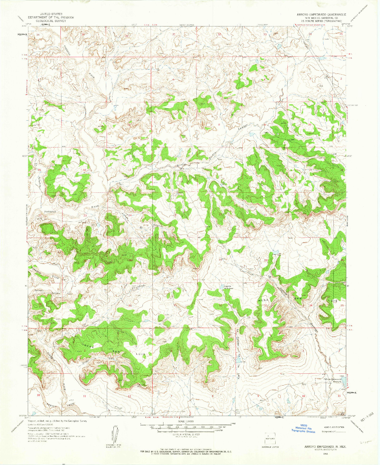 USGS 1:24000-SCALE QUADRANGLE FOR ARROYO EMPEDRADO, NM 1961