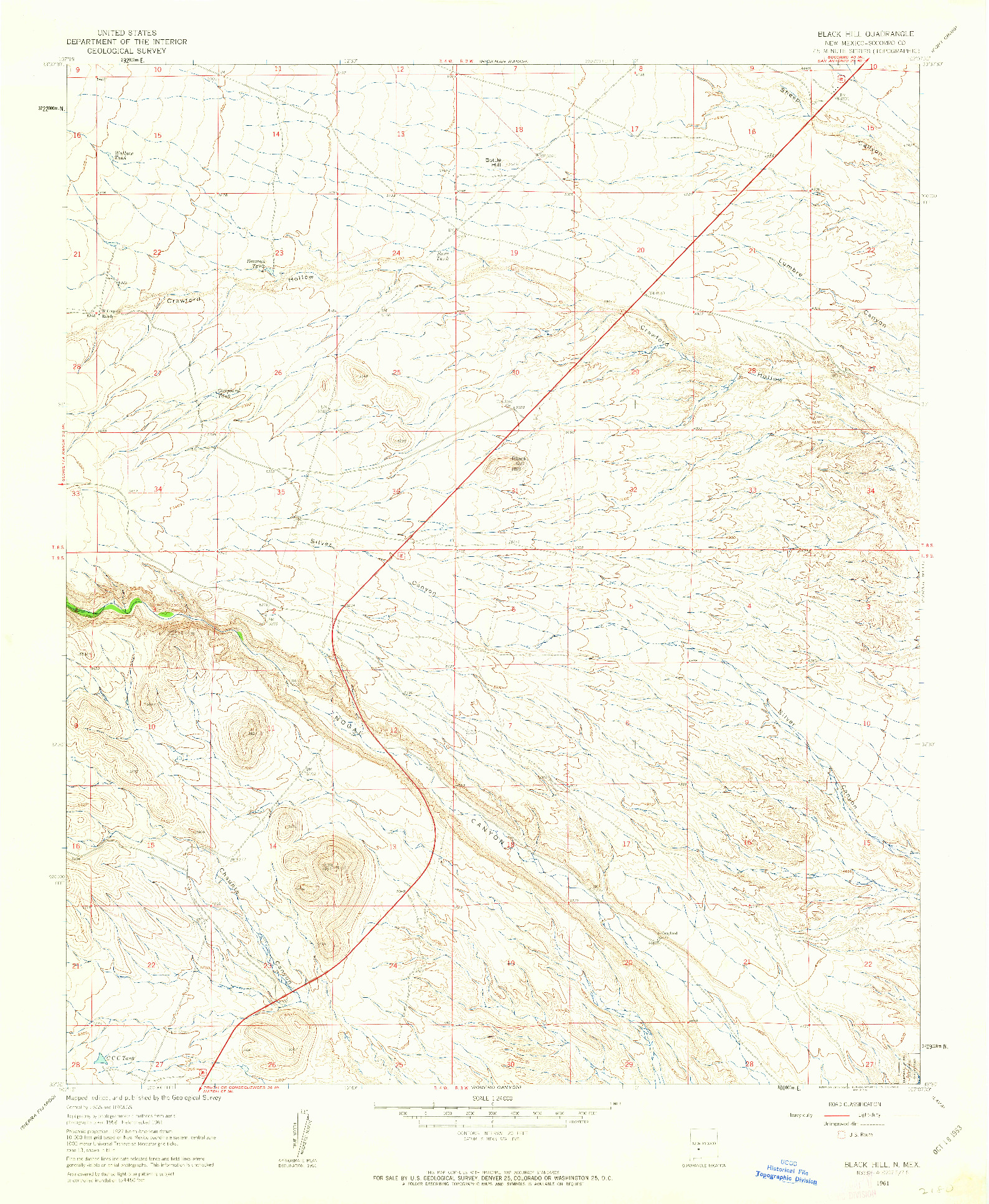 USGS 1:24000-SCALE QUADRANGLE FOR BLACK HILL, NM 1961