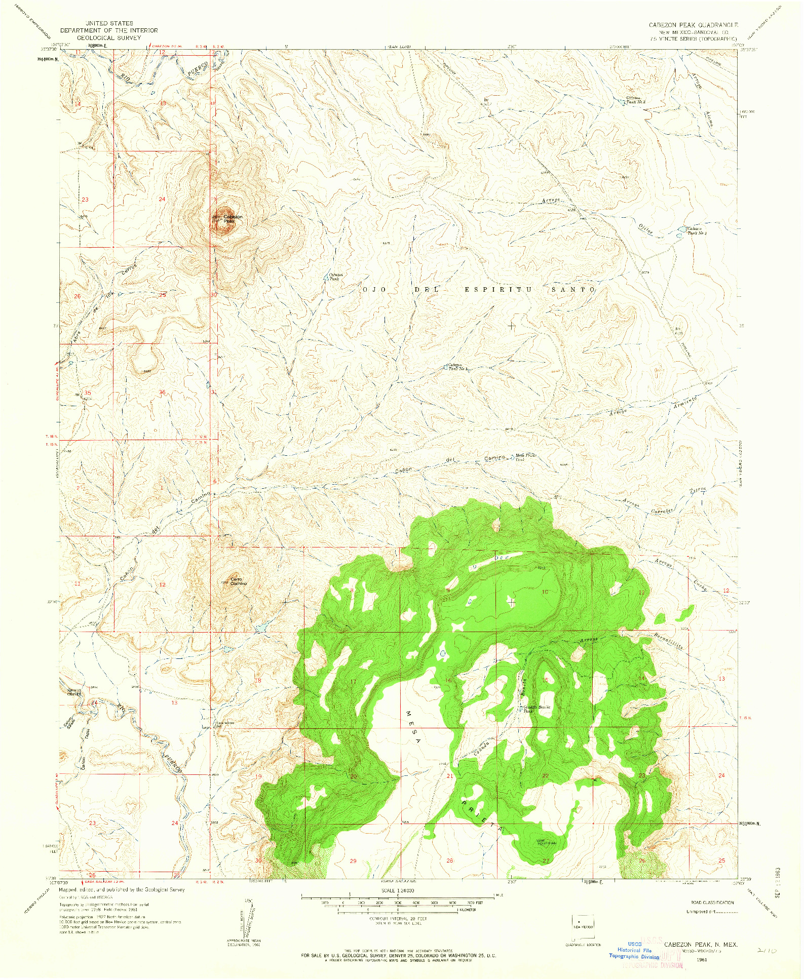 USGS 1:24000-SCALE QUADRANGLE FOR CABEZON PEAK, NM 1961