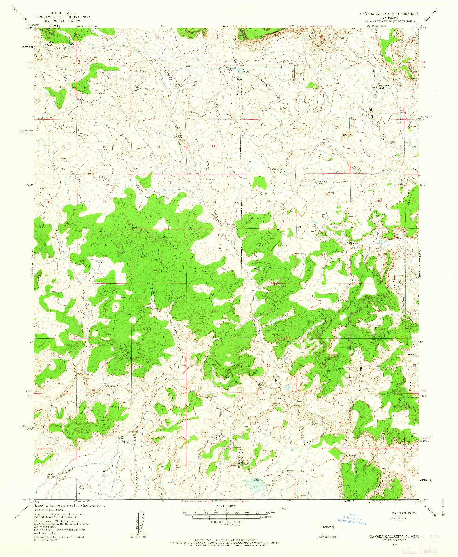 USGS 1:24000-SCALE QUADRANGLE FOR CANADA CALLADITA, NM 1961