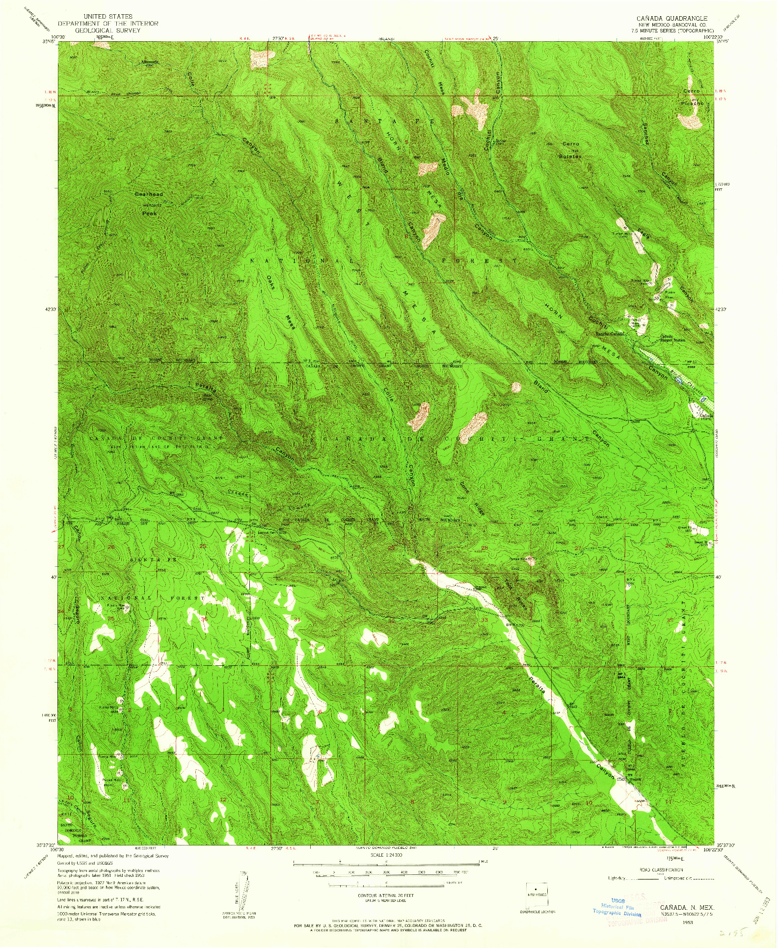 USGS 1:24000-SCALE QUADRANGLE FOR CANADA, NM 1953