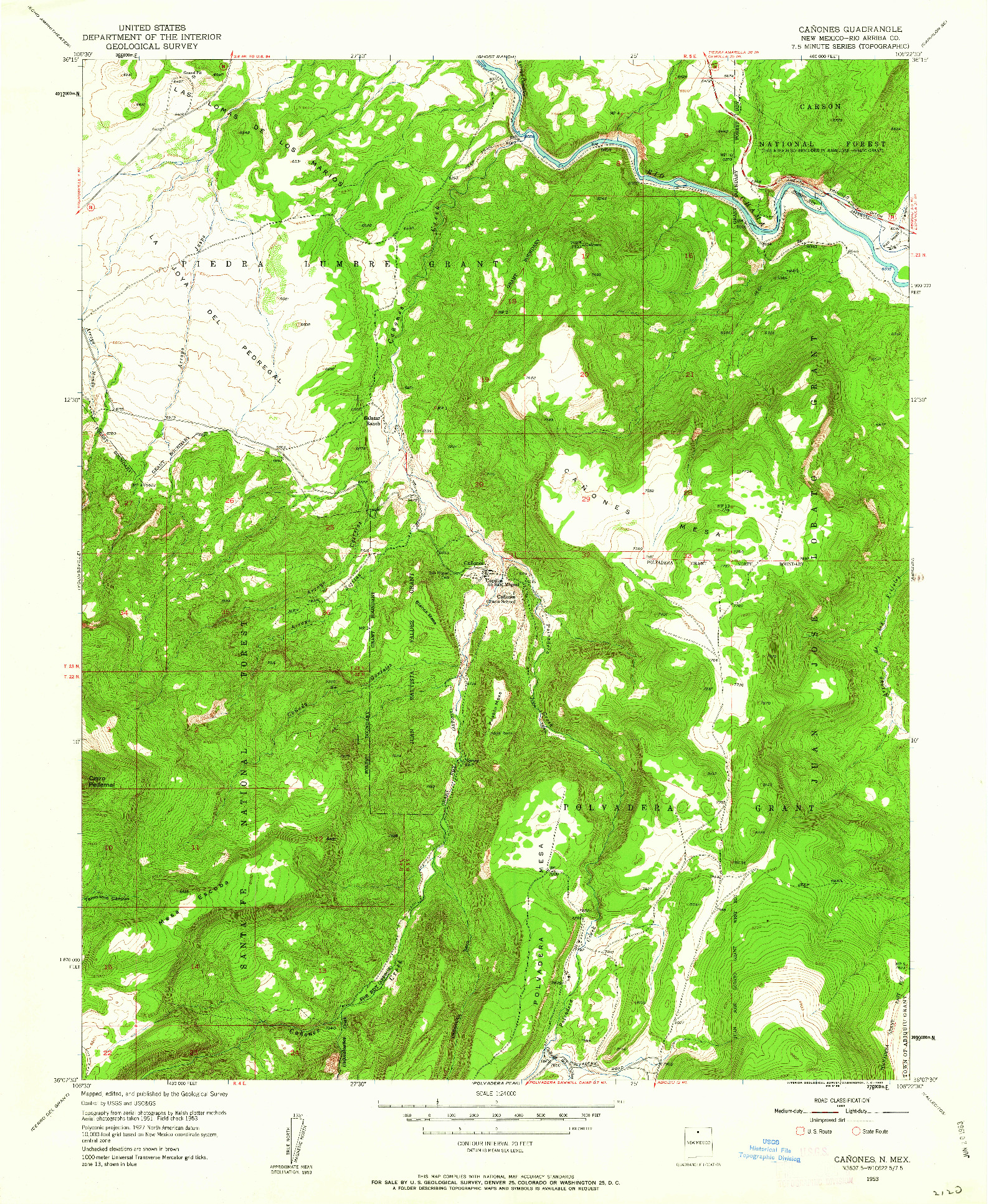 USGS 1:24000-SCALE QUADRANGLE FOR CANONES, NM 1953