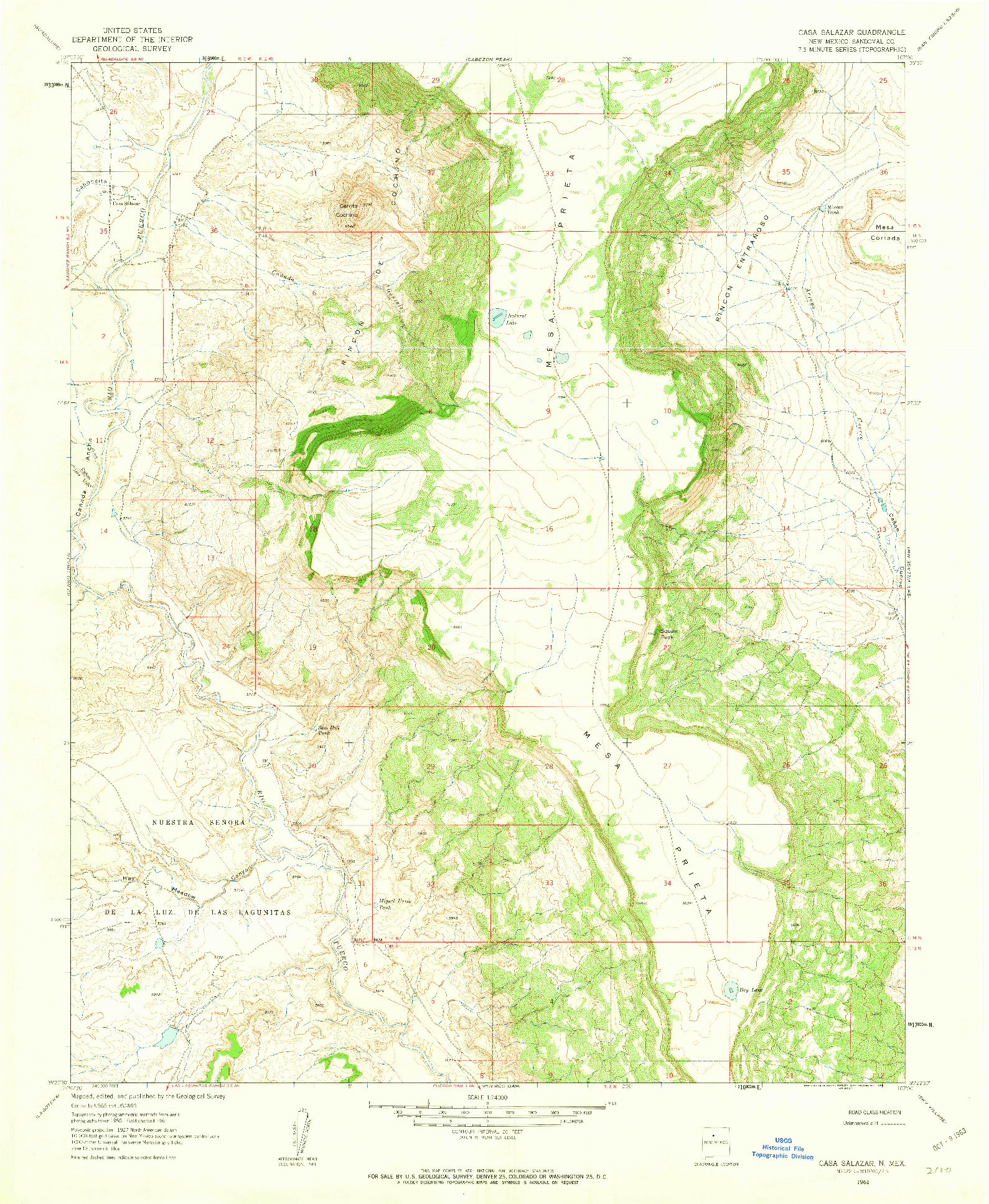 USGS 1:24000-SCALE QUADRANGLE FOR CASA SALAZAR, NM 1961