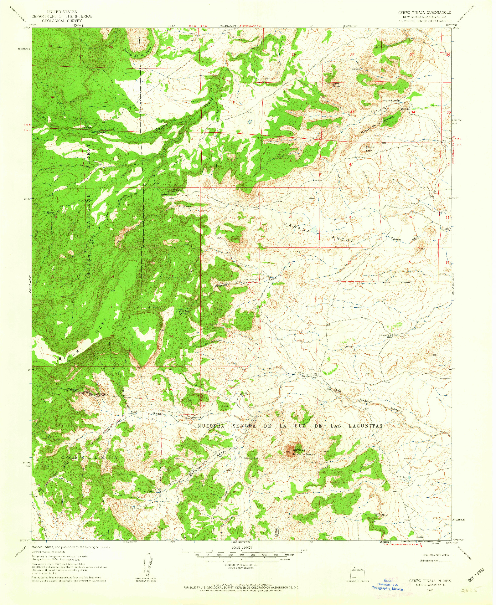 USGS 1:24000-SCALE QUADRANGLE FOR CERRO TINAJA, NM 1961