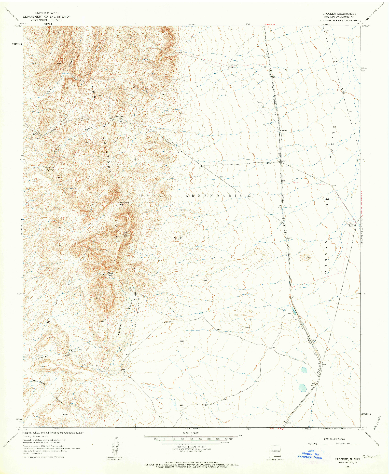 USGS 1:24000-SCALE QUADRANGLE FOR CROCKER, NM 1961