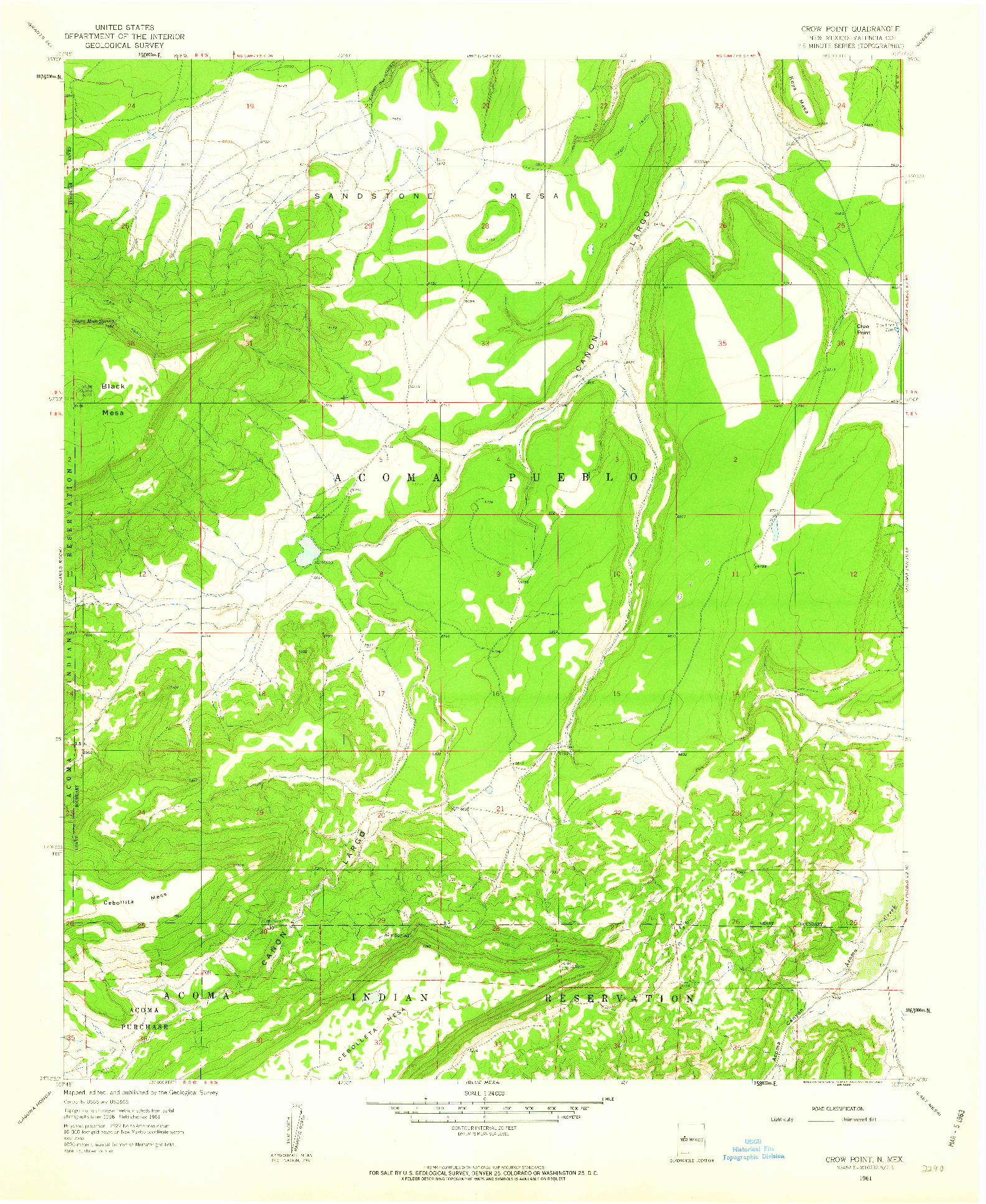 USGS 1:24000-SCALE QUADRANGLE FOR CROW POINT, NM 1961