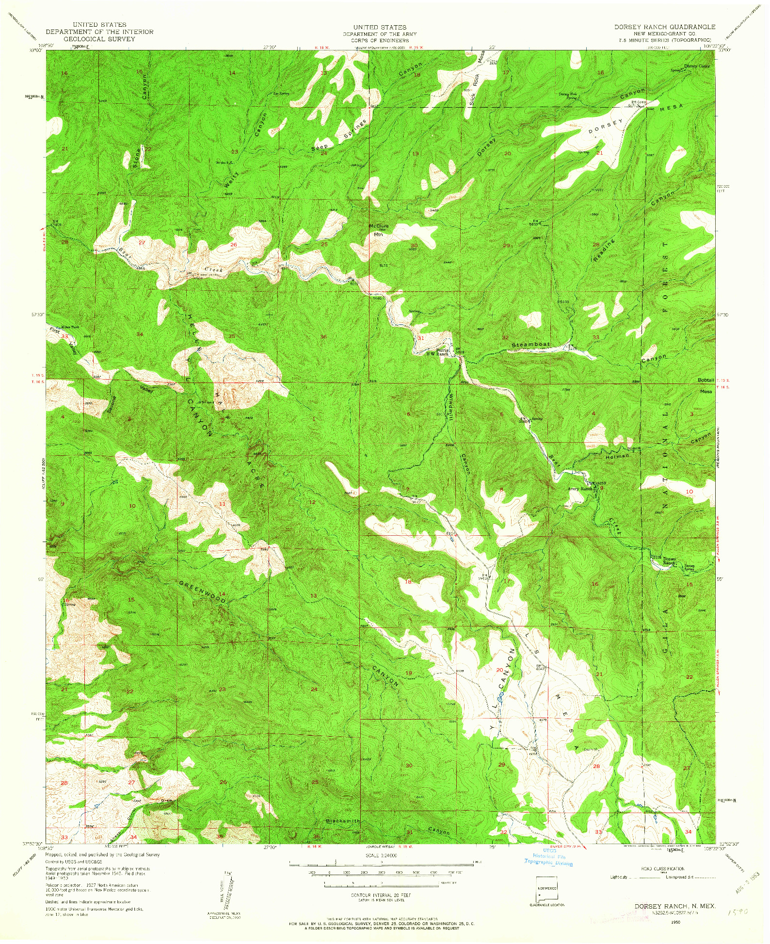 USGS 1:24000-SCALE QUADRANGLE FOR DORSEY RANCH, NM 1950