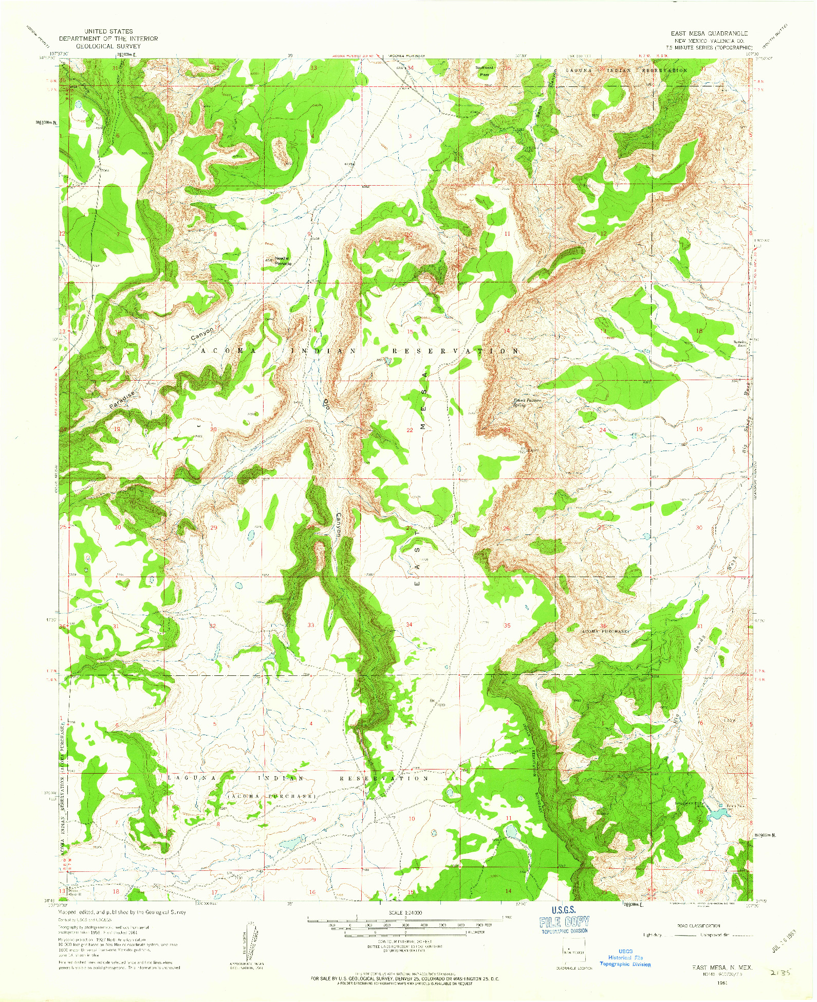 USGS 1:24000-SCALE QUADRANGLE FOR EAST MESA, NM 1961