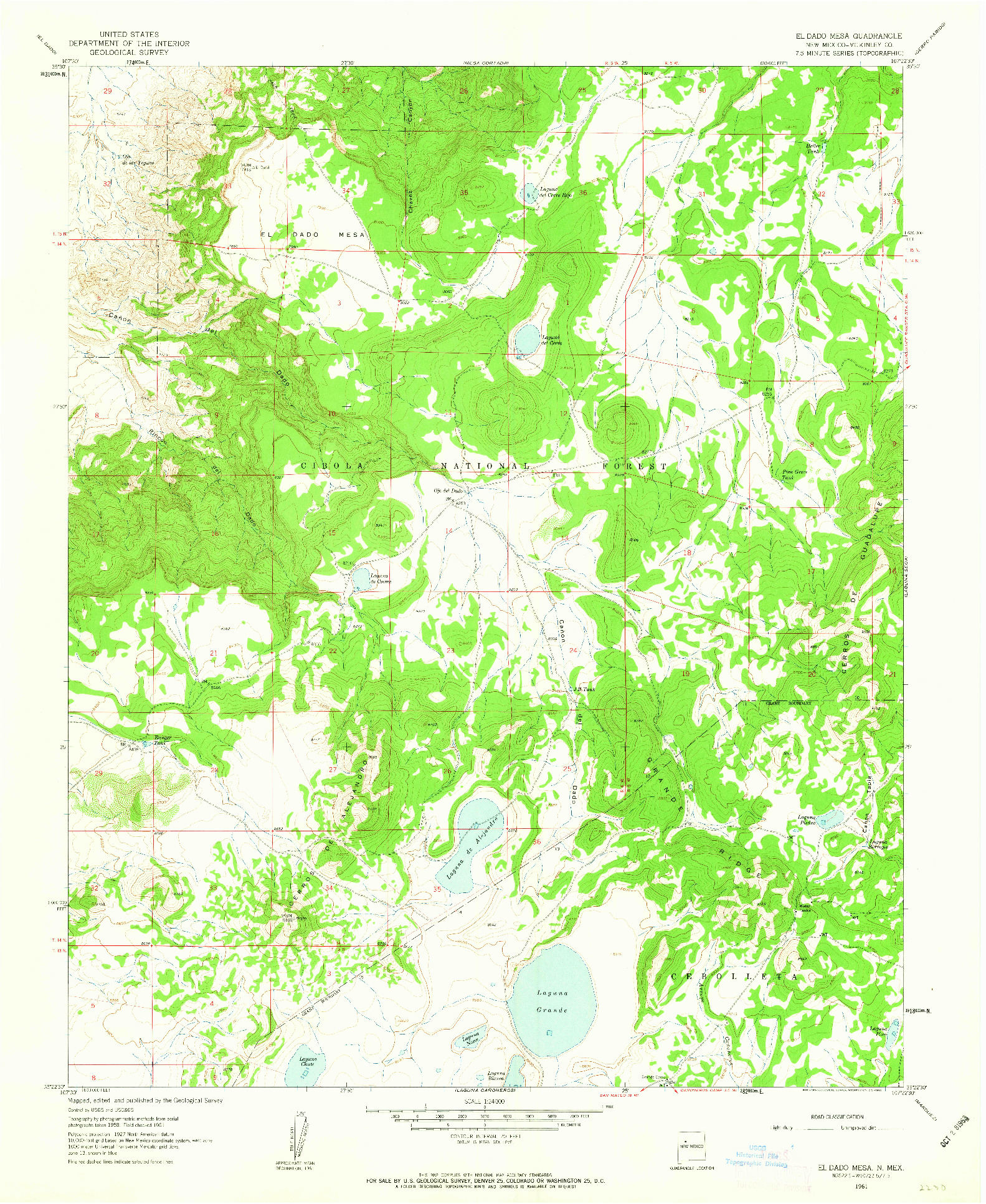 USGS 1:24000-SCALE QUADRANGLE FOR EL DADO MESA, NM 1961