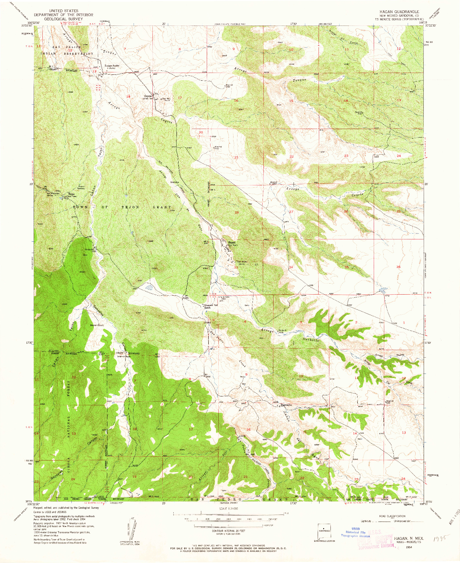 USGS 1:24000-SCALE QUADRANGLE FOR HAGAN, NM 1954
