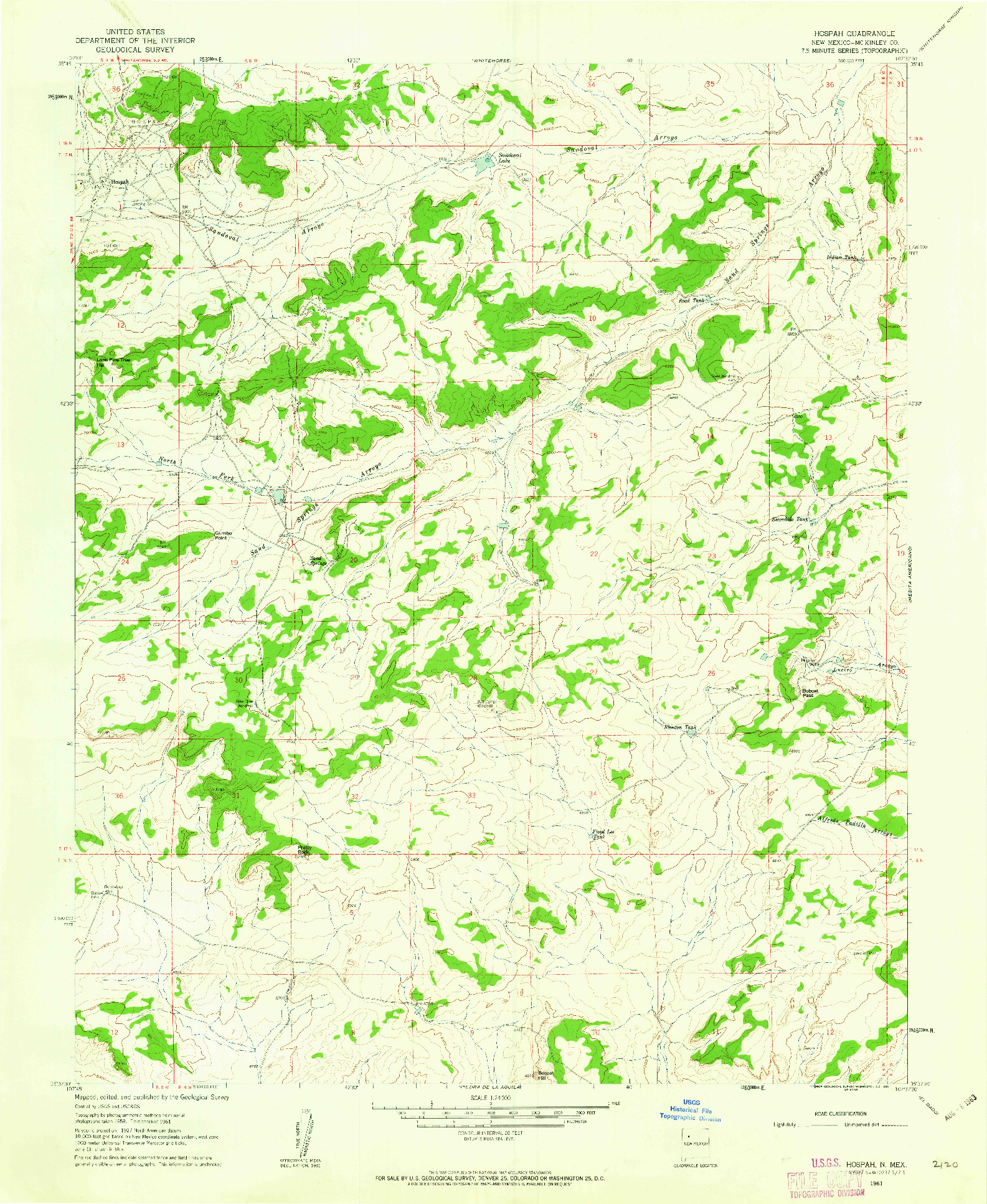 USGS 1:24000-SCALE QUADRANGLE FOR HOSPAH, NM 1961