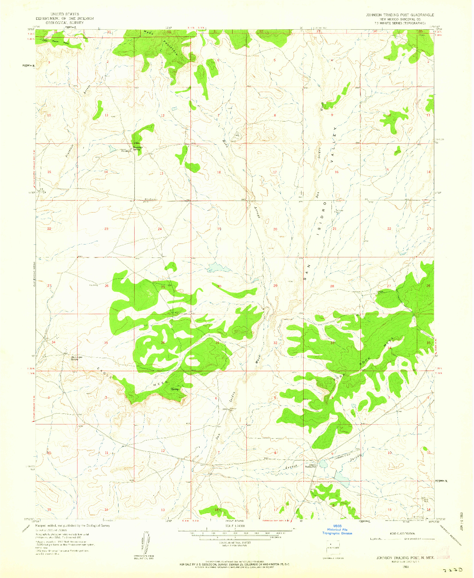USGS 1:24000-SCALE QUADRANGLE FOR JOHNSON TRADING POST, NM 1961