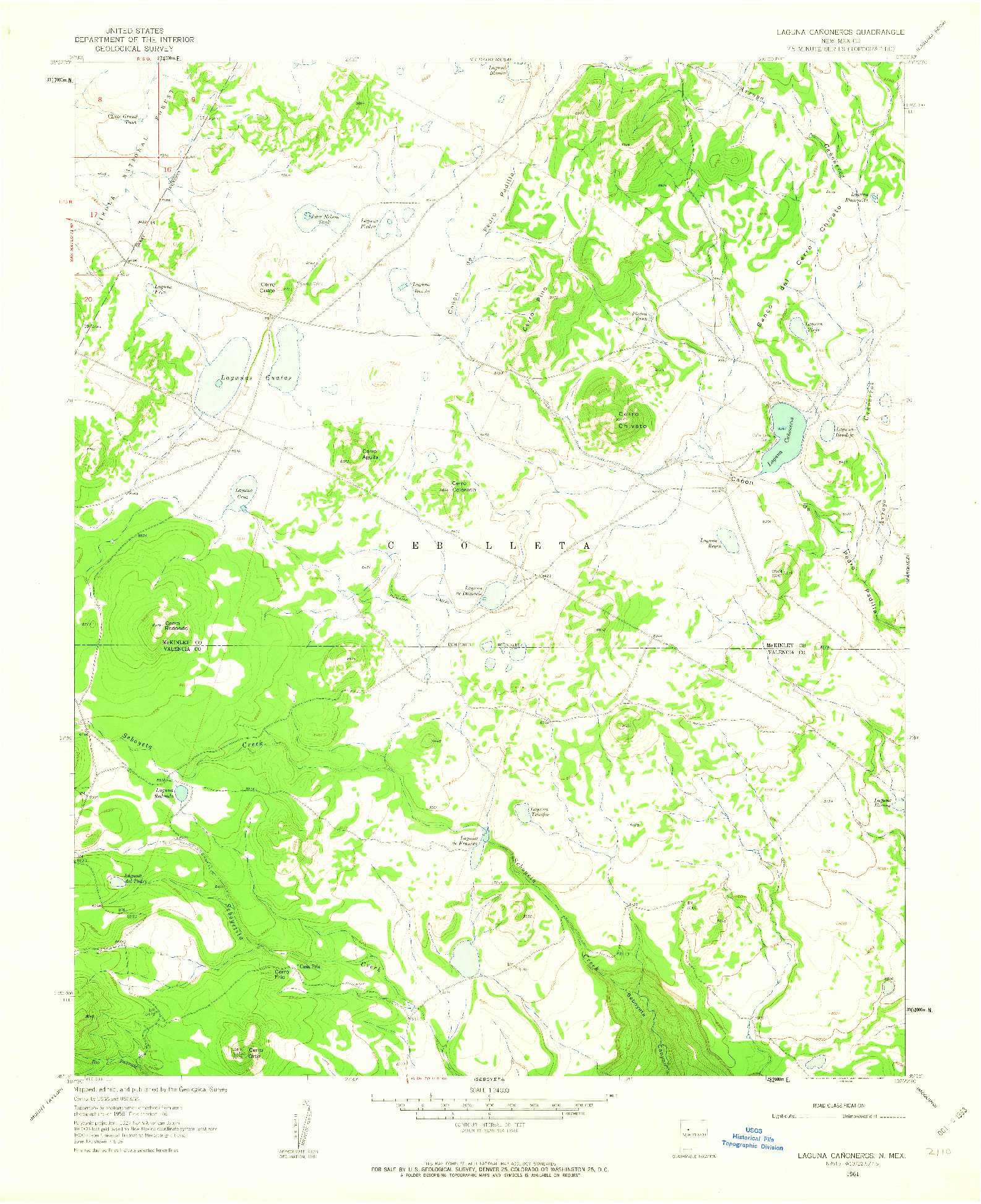 USGS 1:24000-SCALE QUADRANGLE FOR LAGUNA CANONEROS, NM 1961