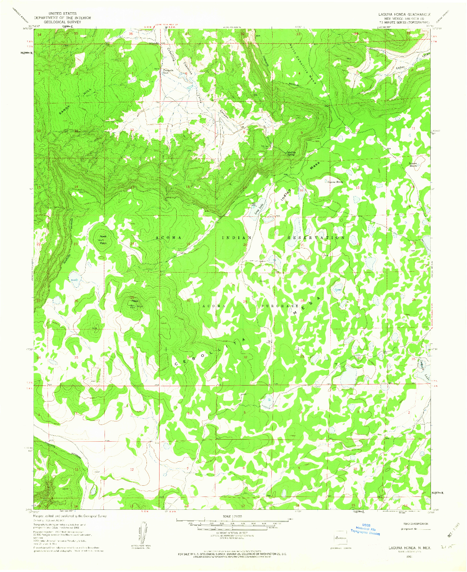 USGS 1:24000-SCALE QUADRANGLE FOR LAGUNA HONDA, NM 1961