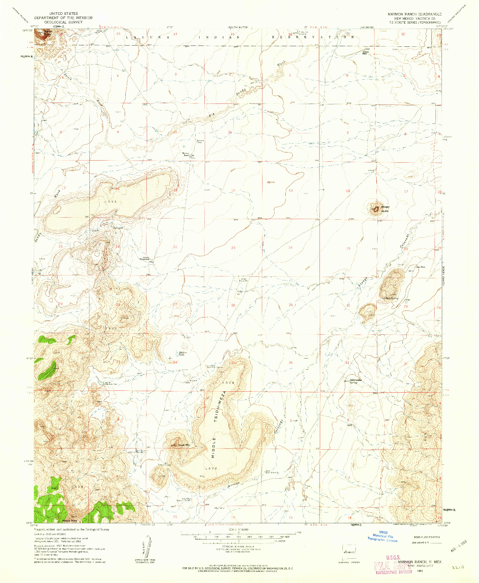 USGS 1:24000-SCALE QUADRANGLE FOR MARMON RANCH, NM 1961