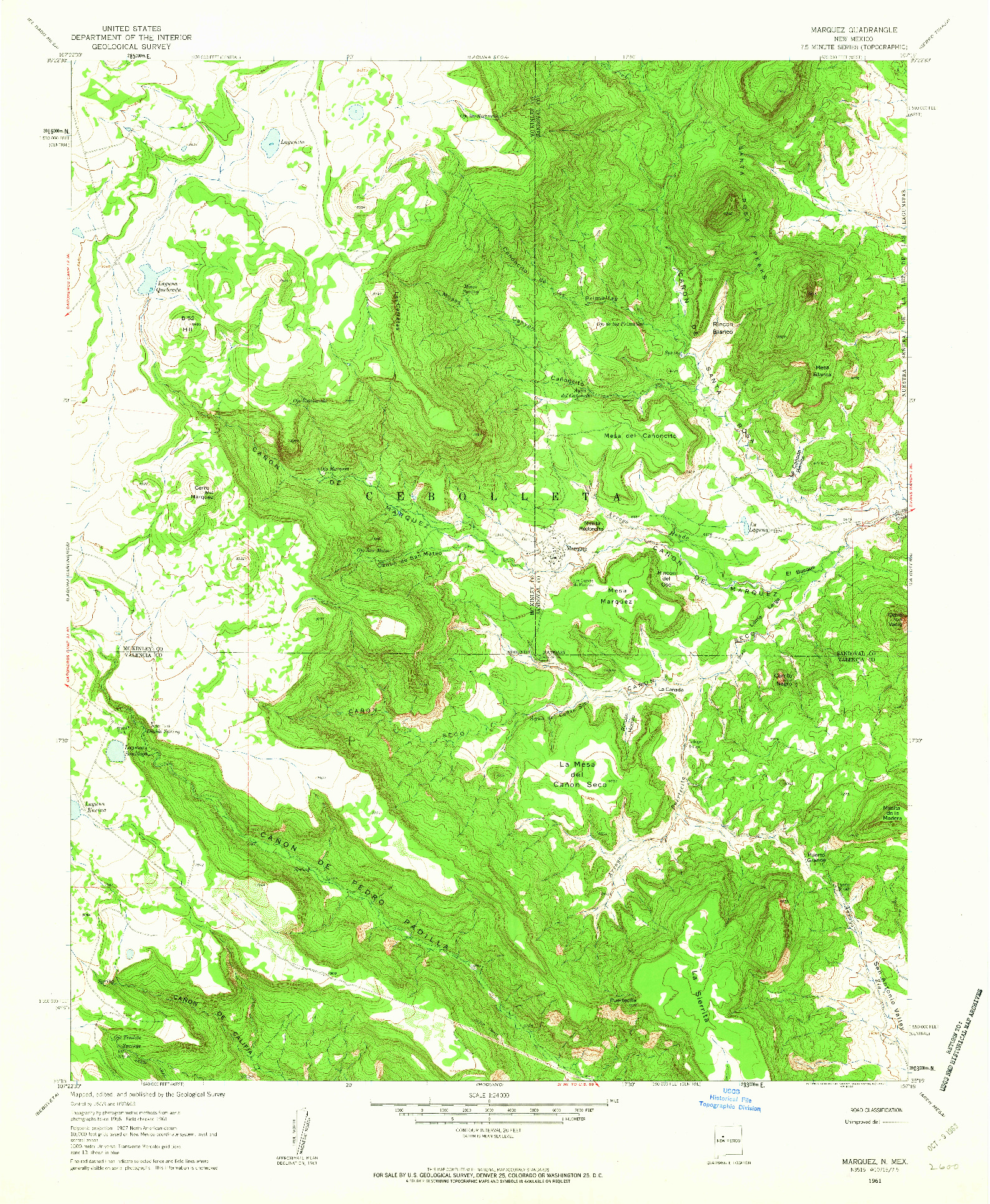 USGS 1:24000-SCALE QUADRANGLE FOR MARQUEZ, NM 1961