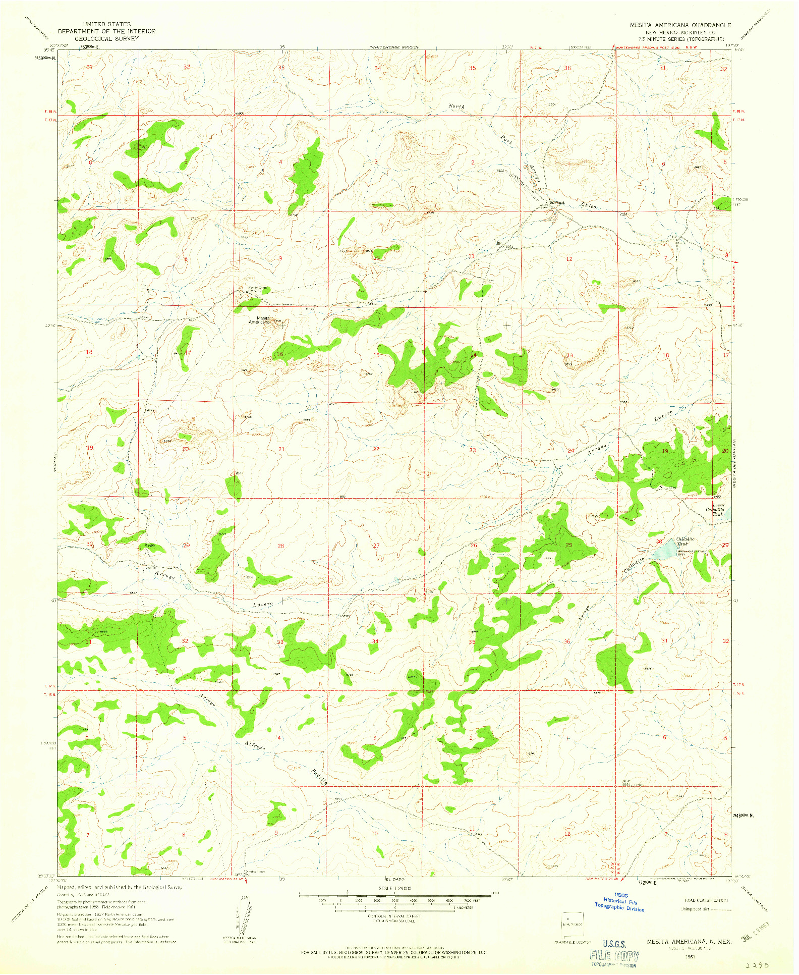 USGS 1:24000-SCALE QUADRANGLE FOR MESITA AMERICANA, NM 1961