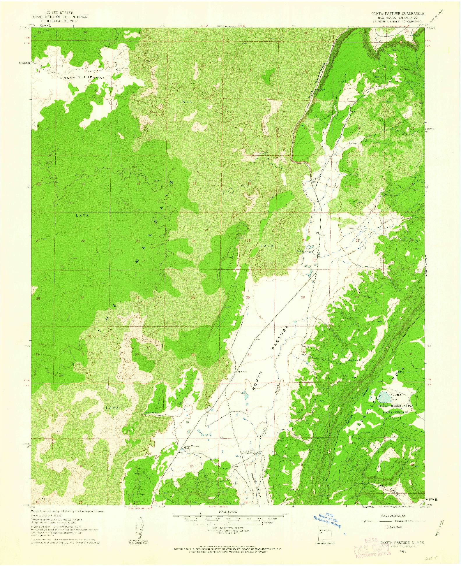 USGS 1:24000-SCALE QUADRANGLE FOR NORTH PASTURE, NM 1961
