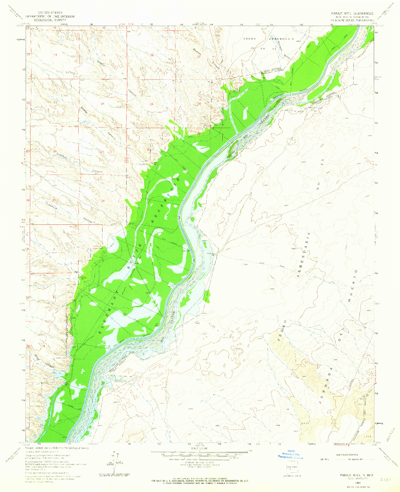 USGS 1:24000-SCALE QUADRANGLE FOR PARAJE WELL, NM 1961