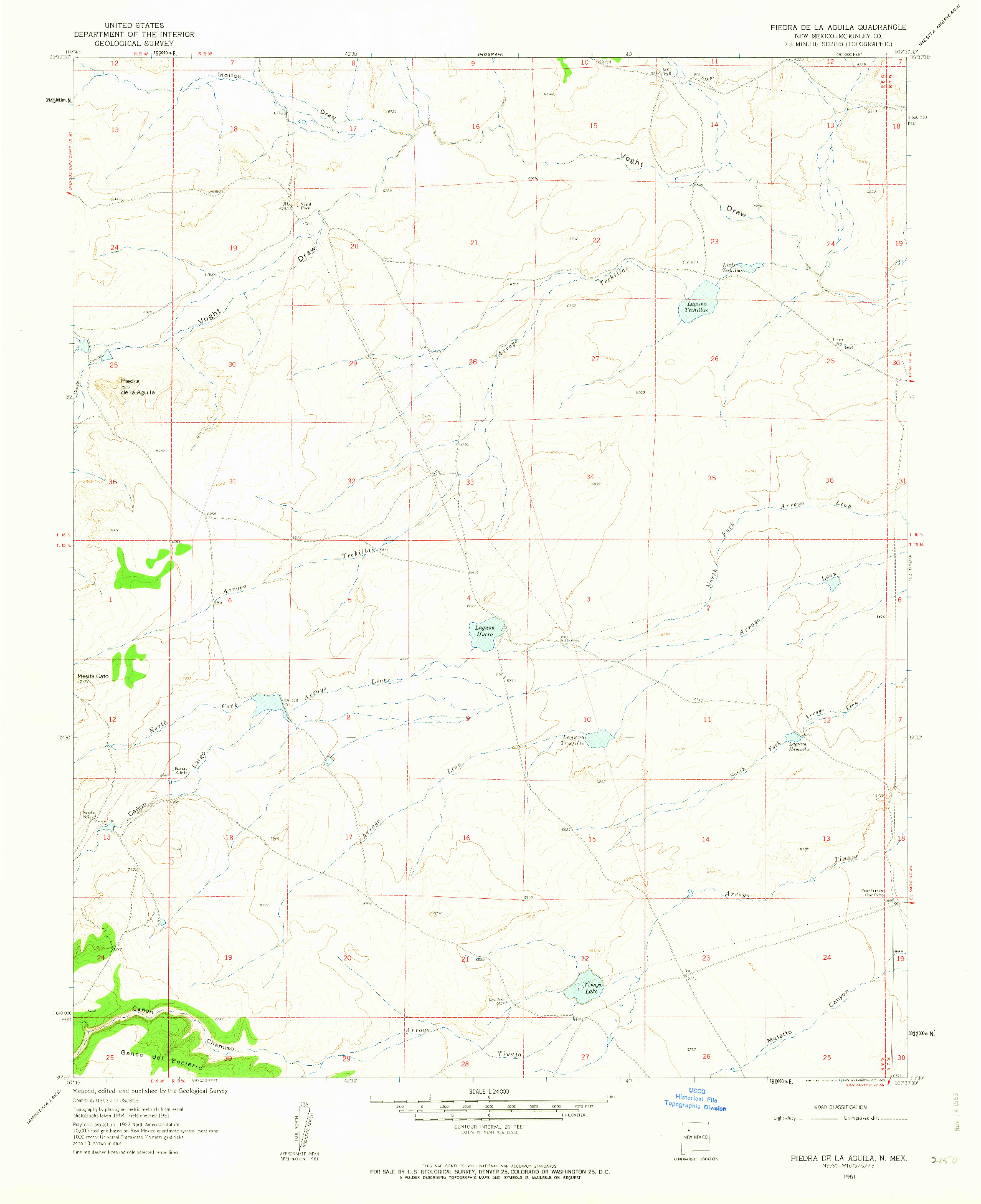 USGS 1:24000-SCALE QUADRANGLE FOR PIEDRA DE LA AGUILA, NM 1961