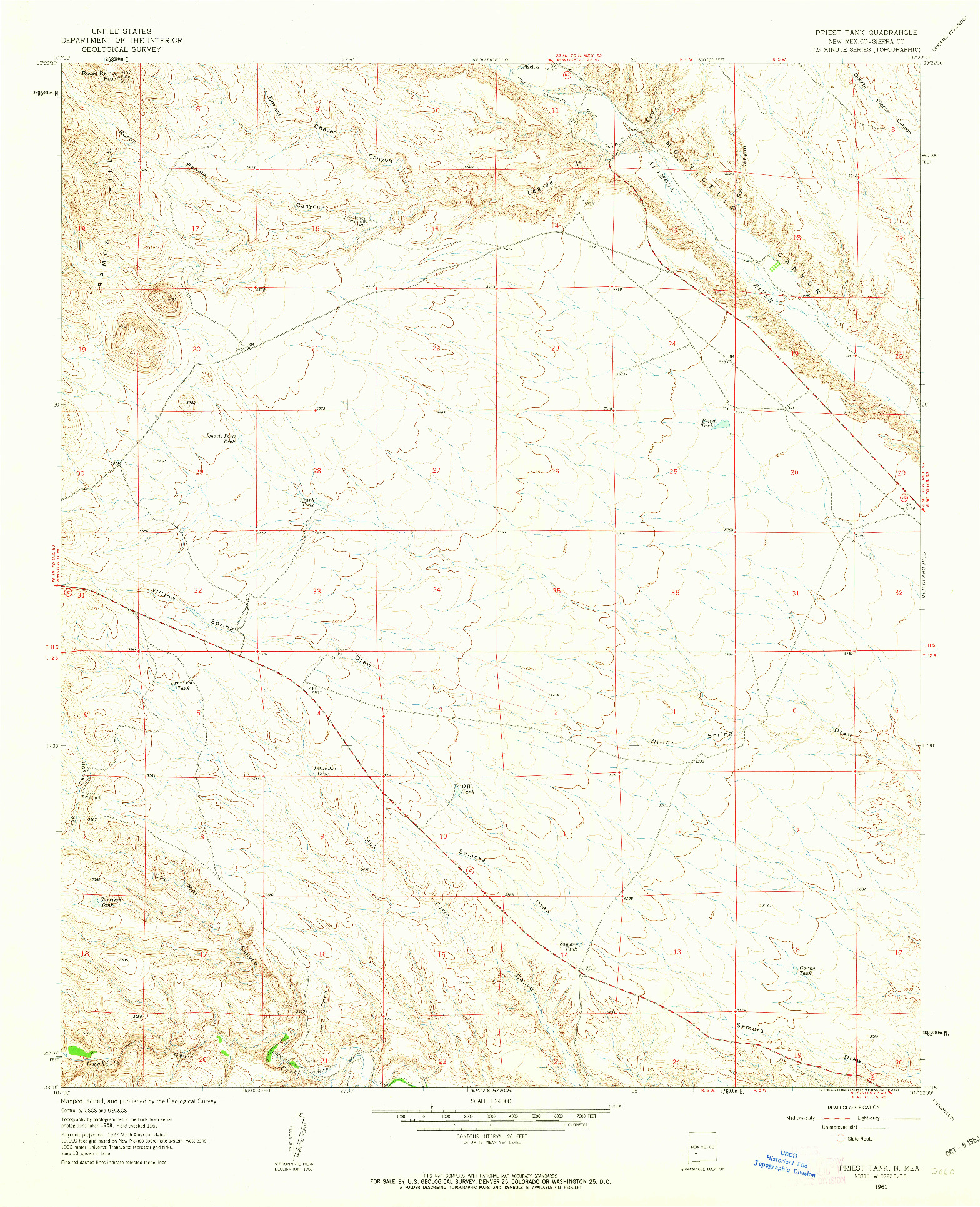 USGS 1:24000-SCALE QUADRANGLE FOR PRIEST TANK, NM 1961