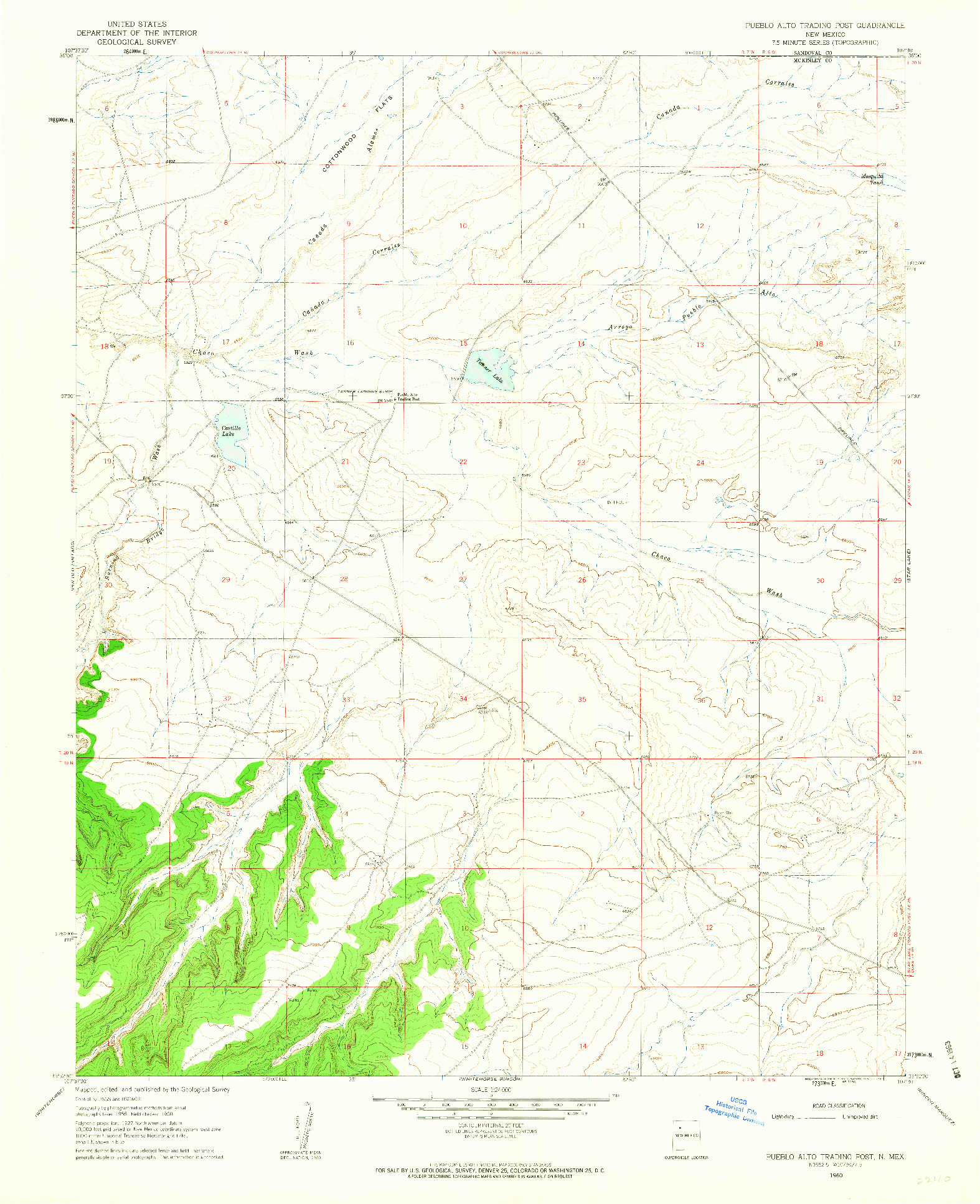 USGS 1:24000-SCALE QUADRANGLE FOR PUEBLO ALTO TRADING POST, NM 1960