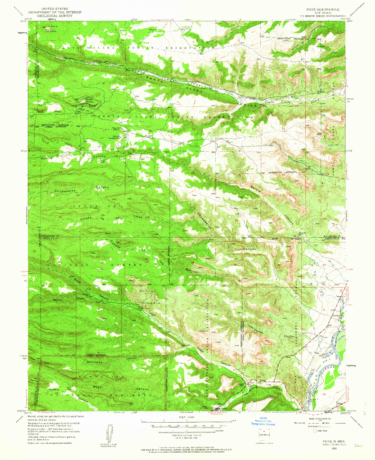 USGS 1:24000-SCALE QUADRANGLE FOR PUYE, NM 1952