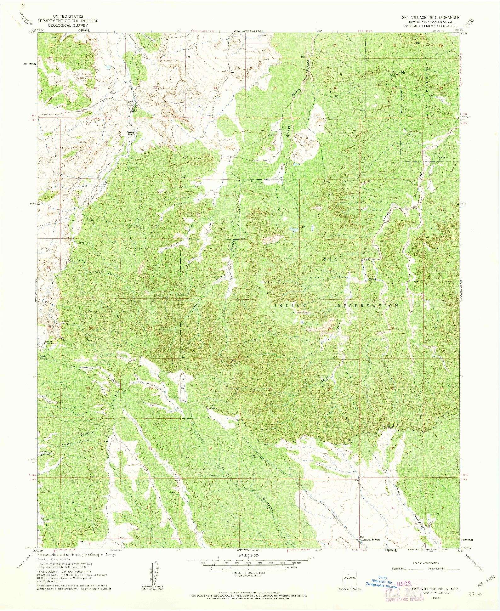 USGS 1:24000-SCALE QUADRANGLE FOR SKY VILLAGE NE, NM 1960