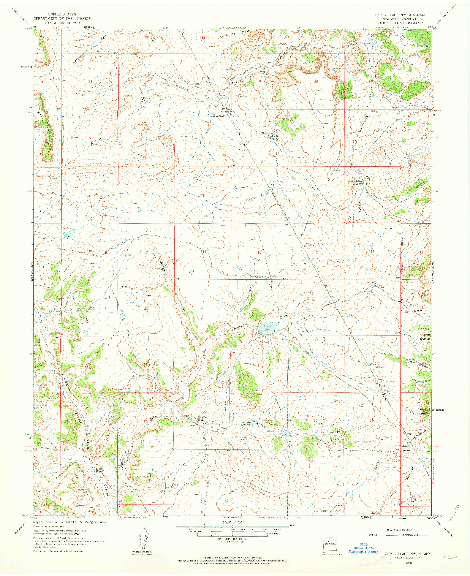 USGS 1:24000-SCALE QUADRANGLE FOR SKY VILLAGE NW, NM 1960