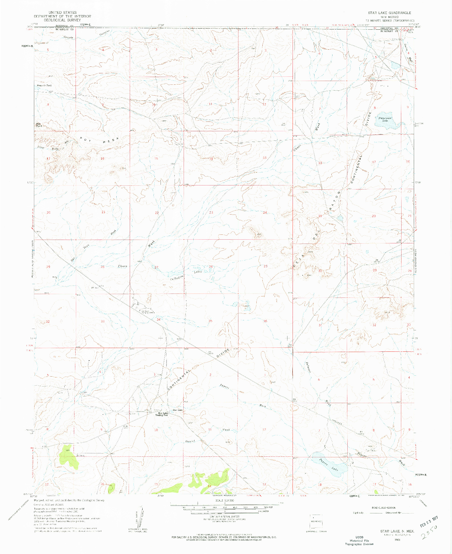 USGS 1:24000-SCALE QUADRANGLE FOR STAR LAKE, NM 1961