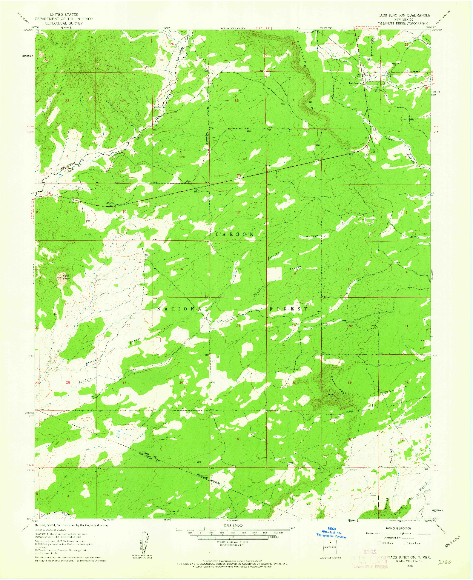 USGS 1:24000-SCALE QUADRANGLE FOR TAOS JUNCTION, NM 1960