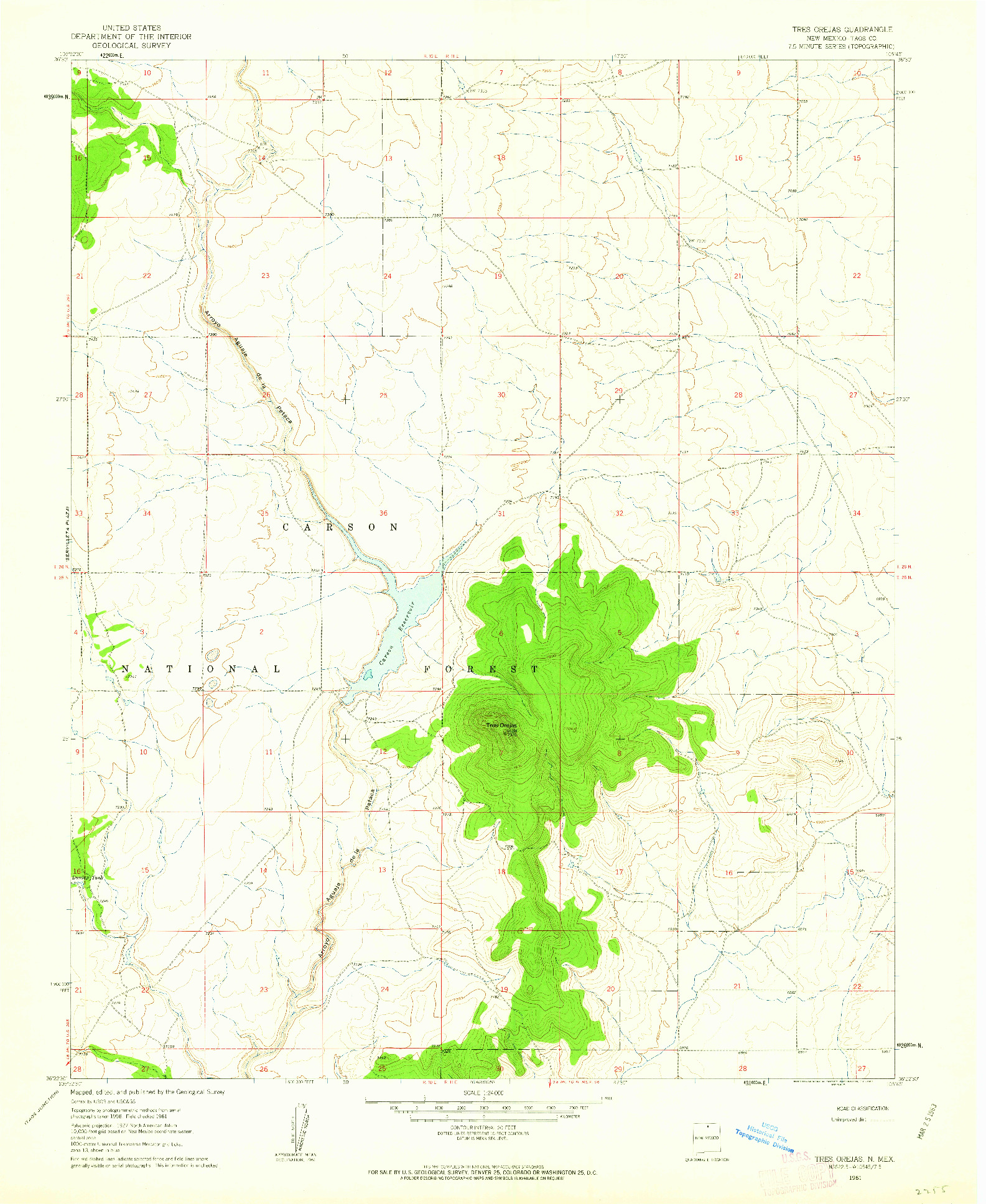 USGS 1:24000-SCALE QUADRANGLE FOR TRES OREJAS, NM 1961