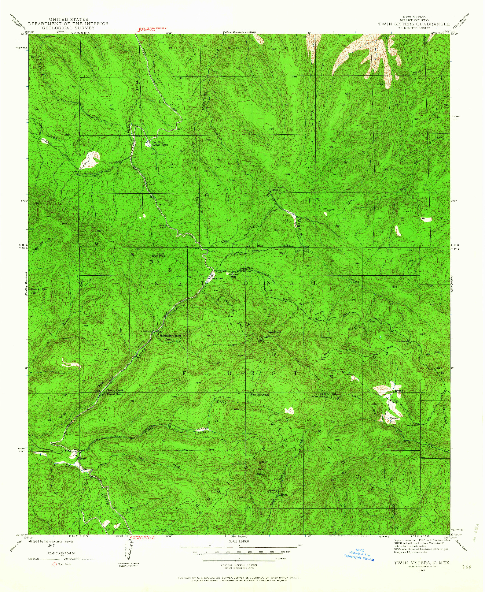USGS 1:24000-SCALE QUADRANGLE FOR TWIN SISTERS, NM 1947