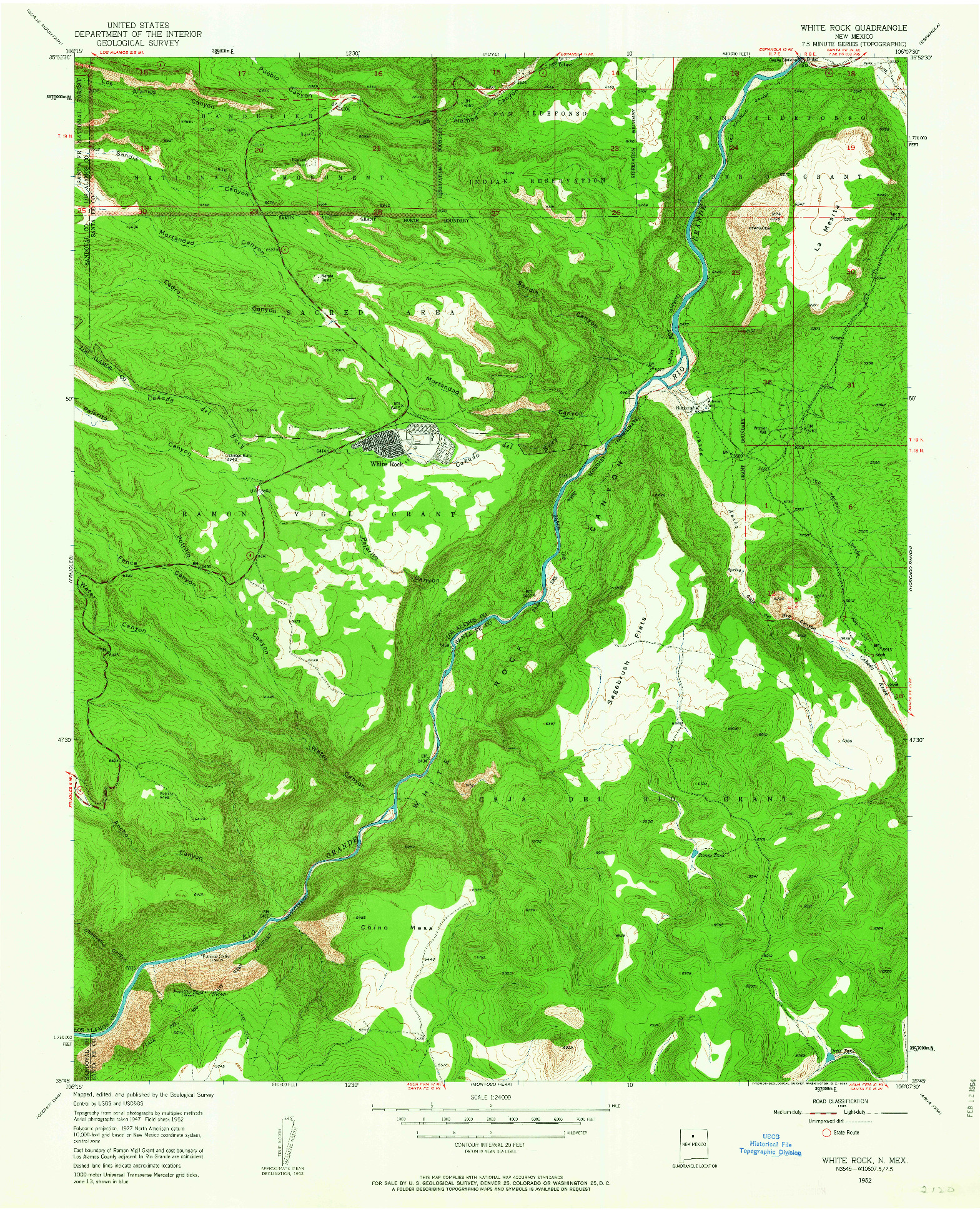 USGS 1:24000-SCALE QUADRANGLE FOR WHITE ROCK, NM 1952