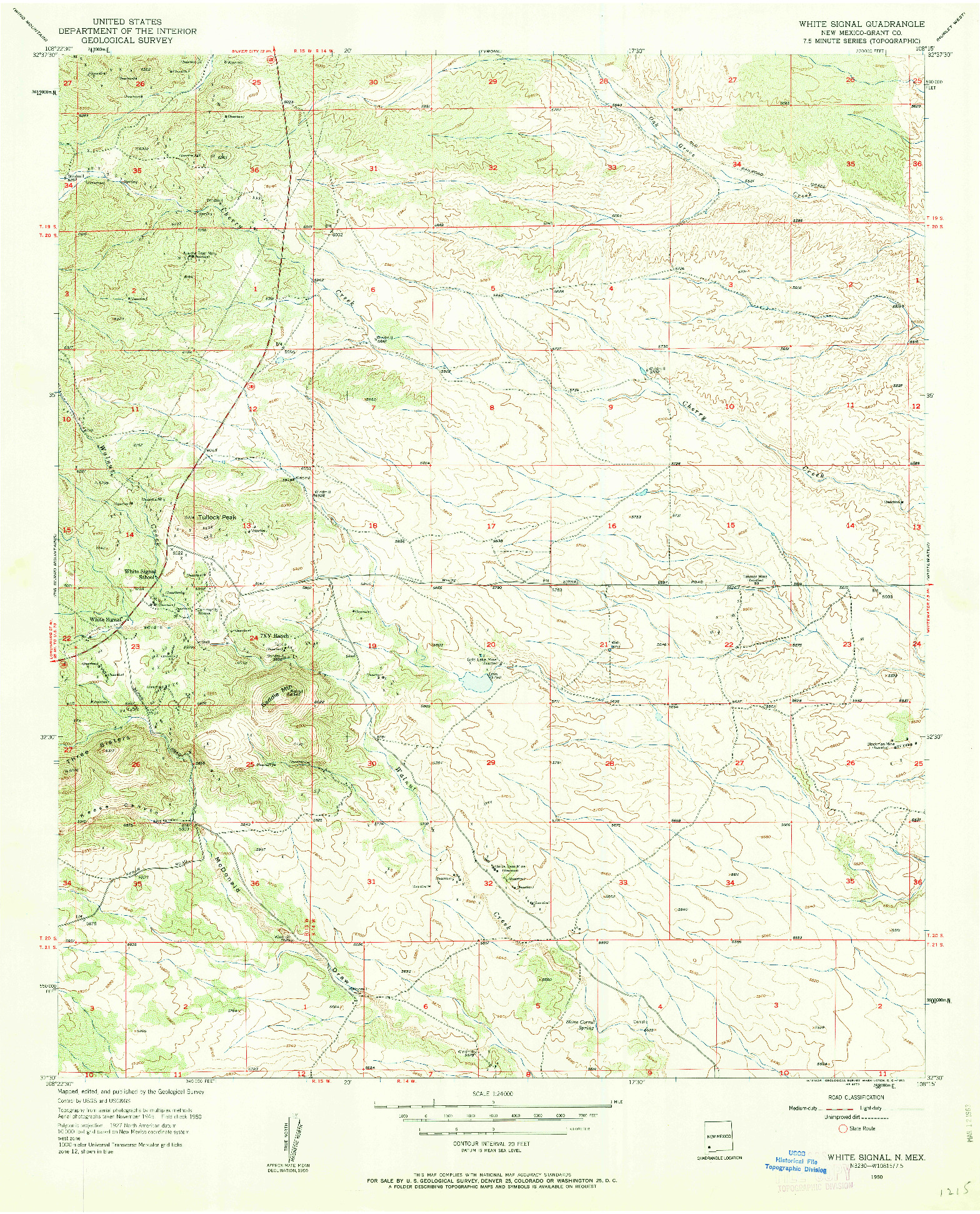 USGS 1:24000-SCALE QUADRANGLE FOR WHITE SIGNAL, NM 1950