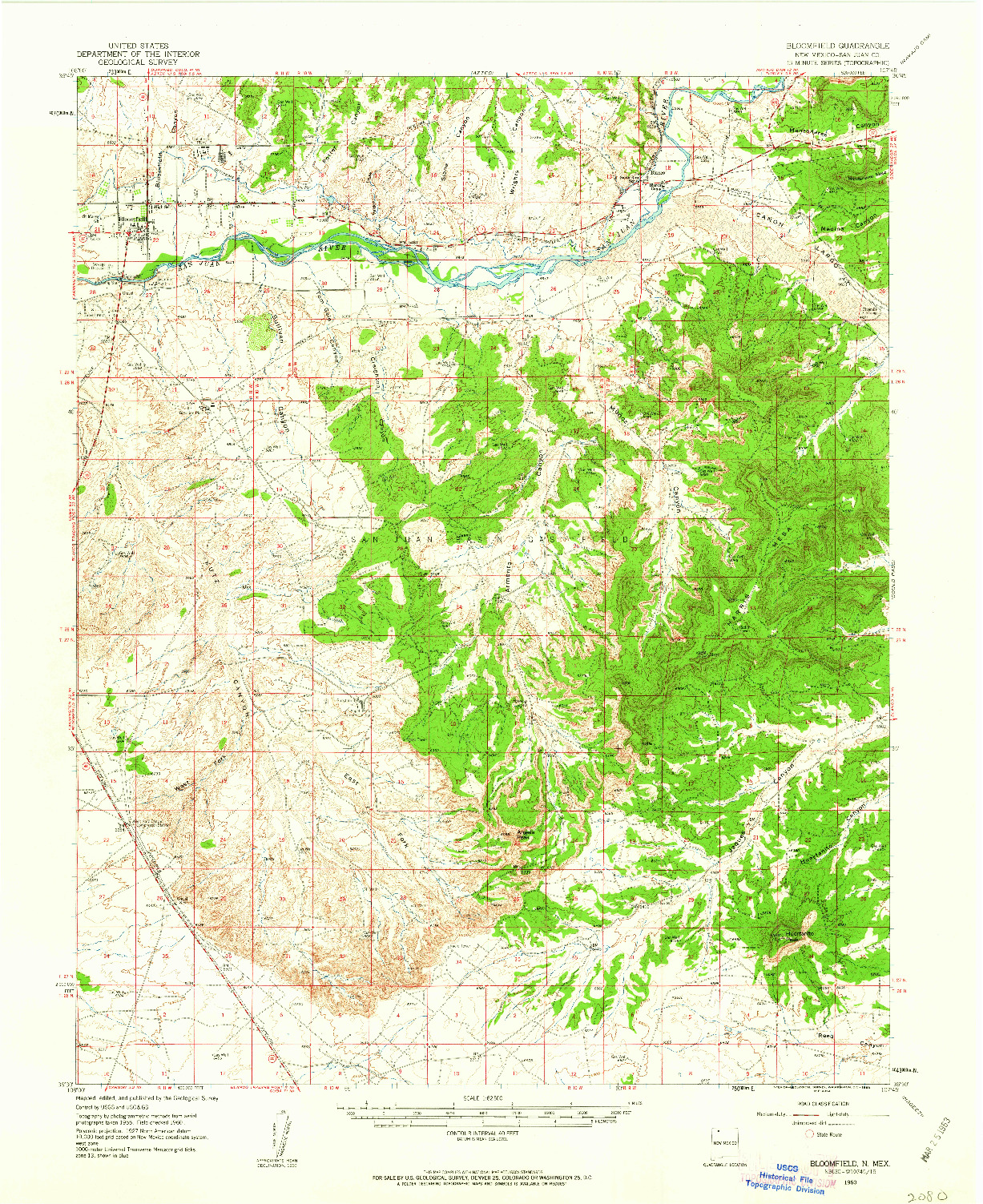 USGS 1:62500-SCALE QUADRANGLE FOR BLOOMFIELD, NM 1960