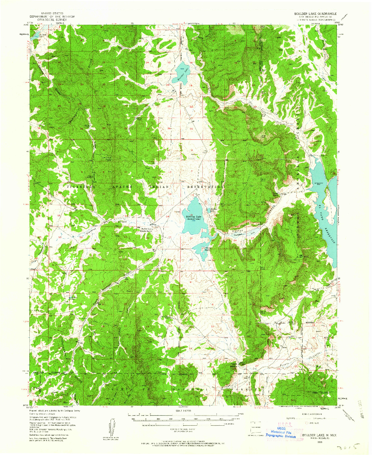 USGS 1:62500-SCALE QUADRANGLE FOR BOULDER LAKE, NM 1955