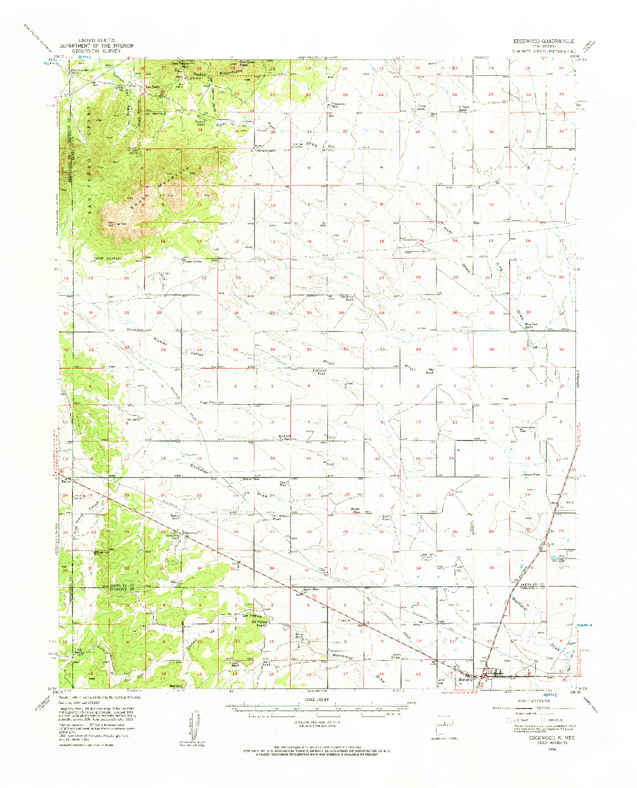 USGS 1:62500-SCALE QUADRANGLE FOR EDGEWOOD, NM 1956