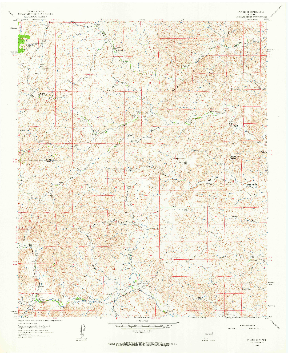 USGS 1:62500-SCALE QUADRANGLE FOR FLYING H, NM 1961