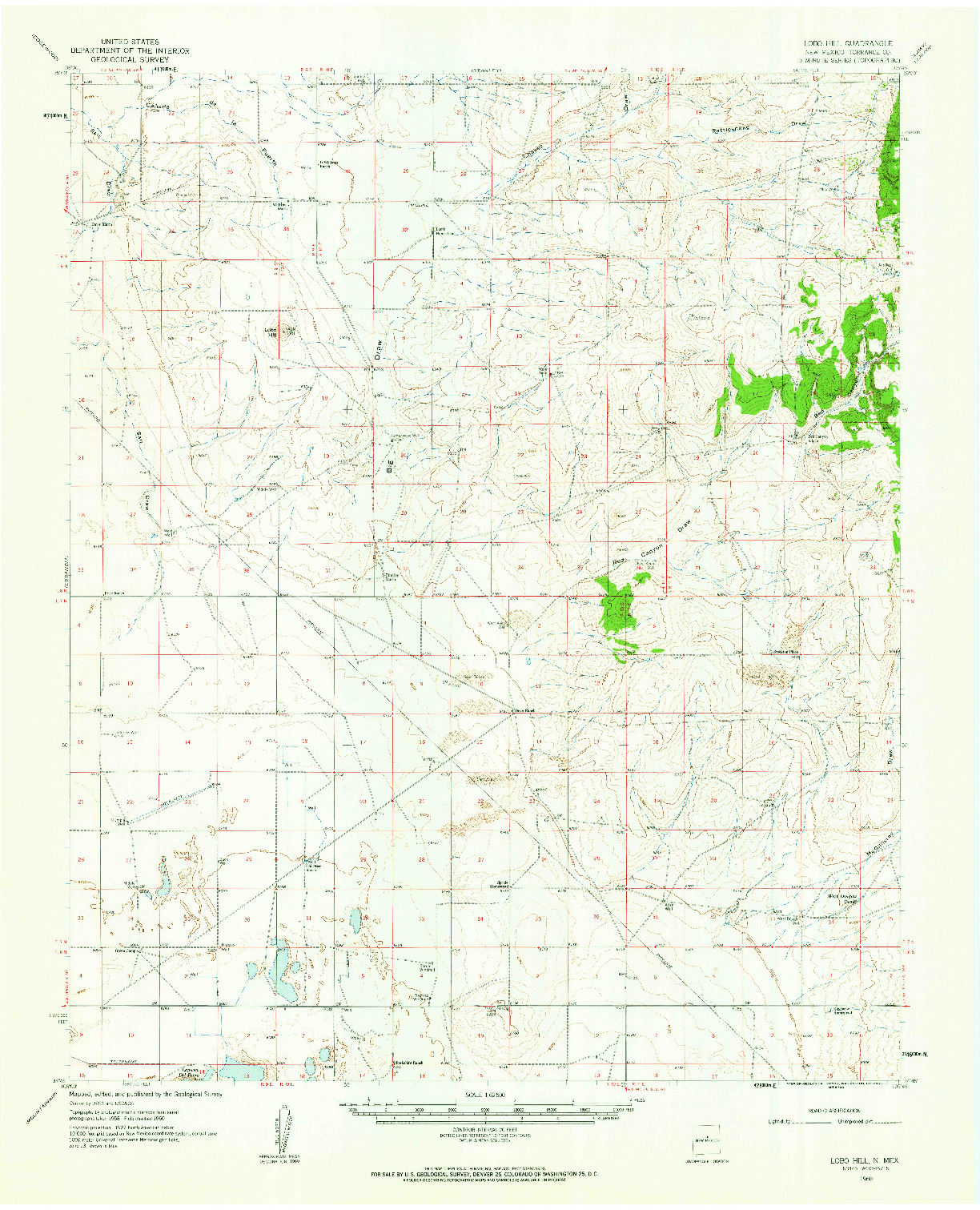 USGS 1:62500-SCALE QUADRANGLE FOR LOBO HILL, NM 1960