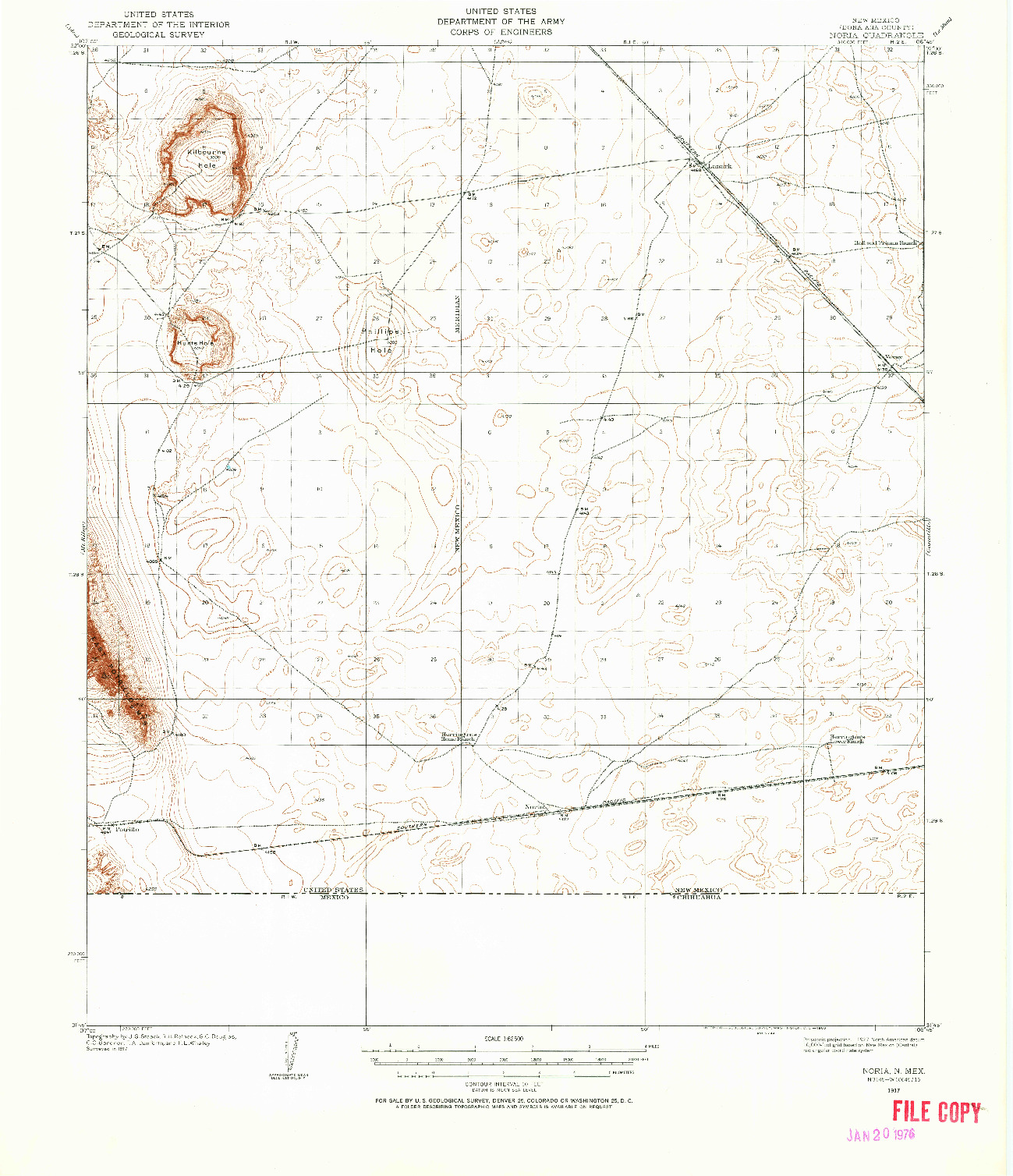 USGS 1:62500-SCALE QUADRANGLE FOR NORIA, NM 1917